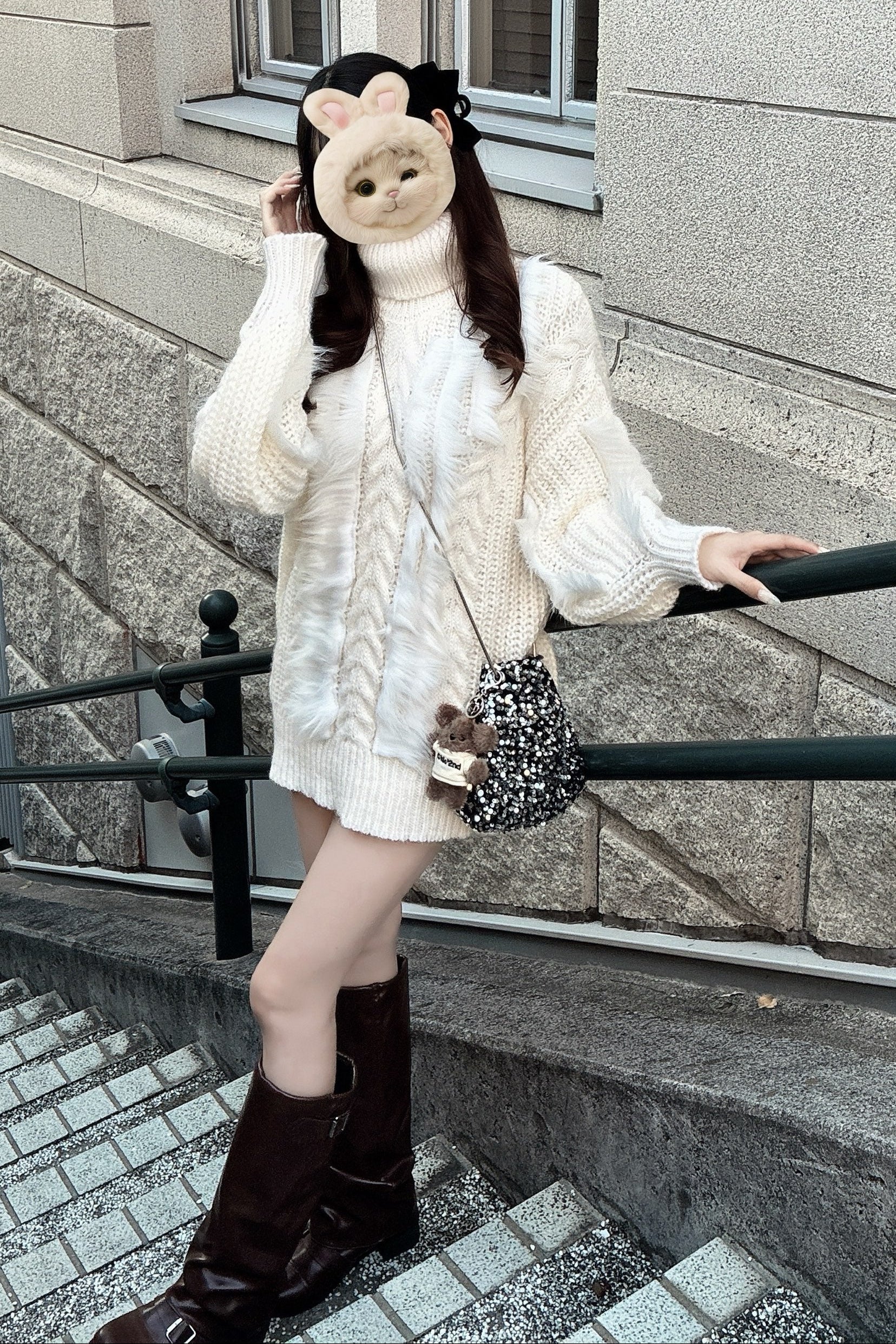 ハイネックファーニット KR13335