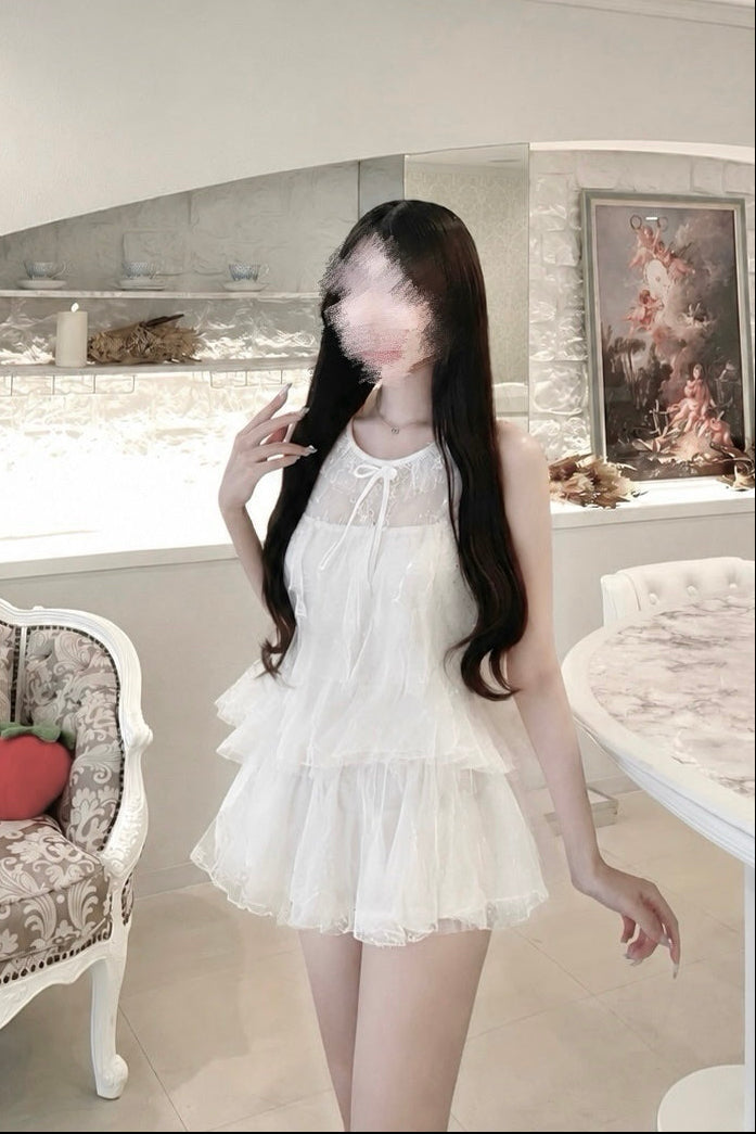 シアーレースティアードノースリーブセットアップ KR30666
