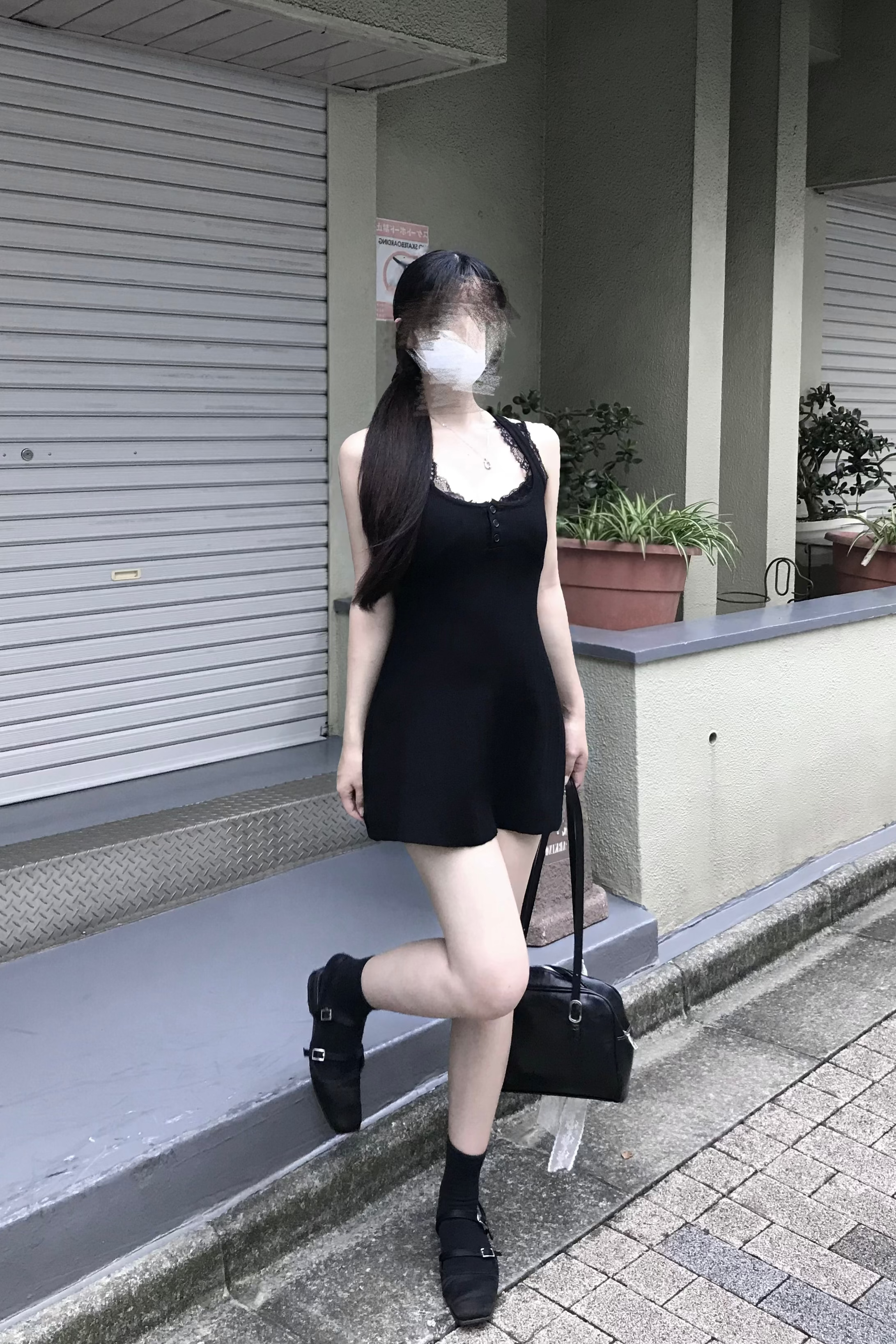 レーストリムリブニットフロントボタンワンピース KR15792