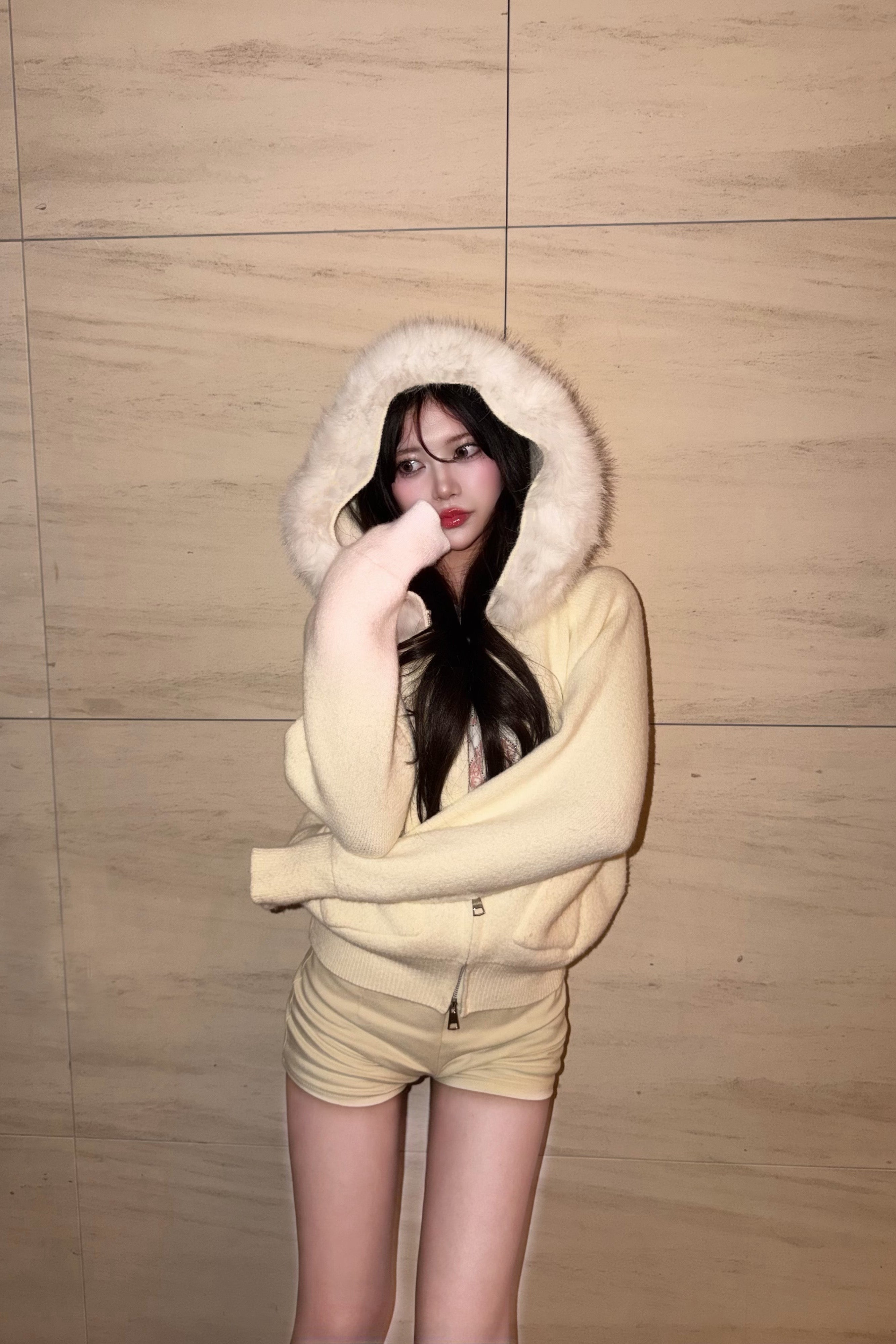 オーバーファーニットパーカー KR30007