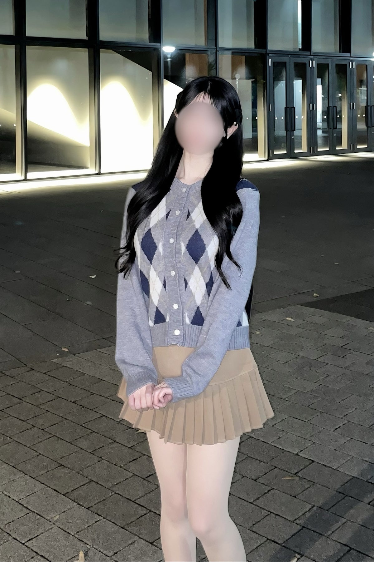 アーガイルラウンドネックカーディガン KR16054