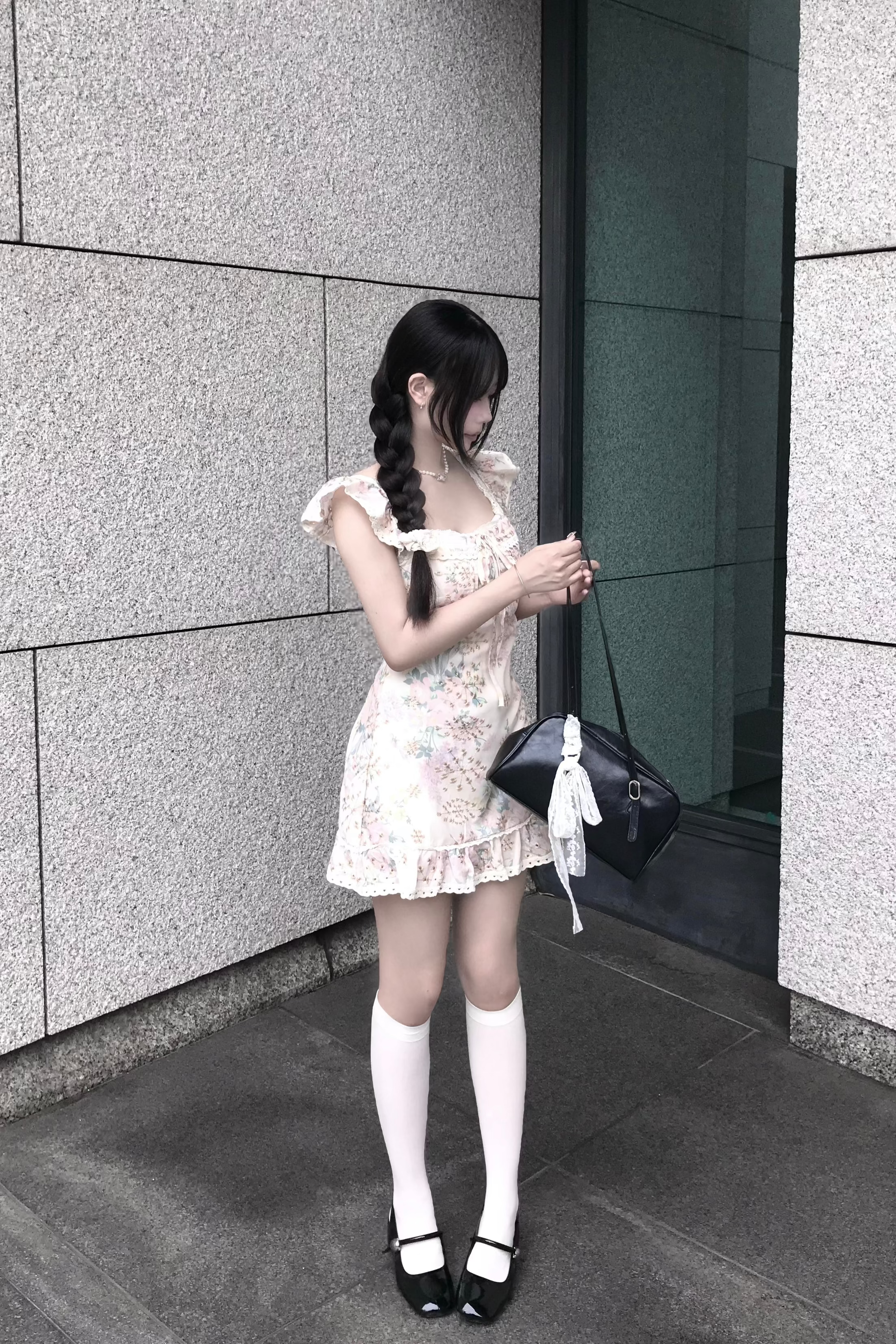 フラワーフロントリボンワンピース KR14752