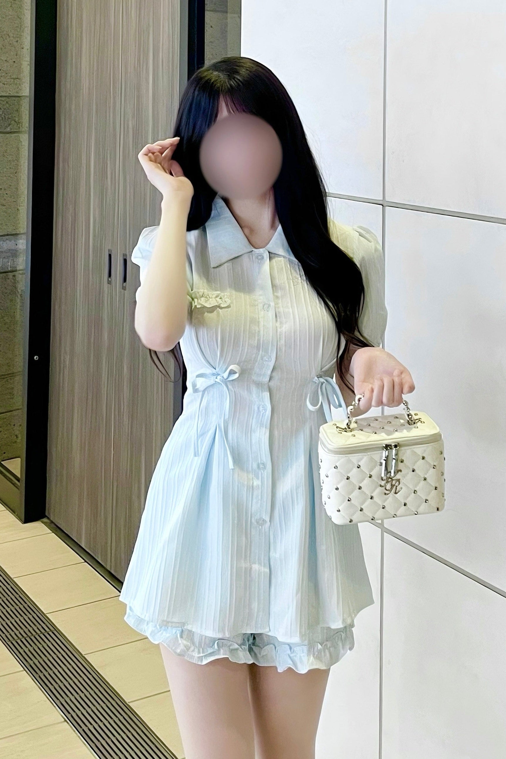 サイドリボンパフスリーブワンピ KR15777
