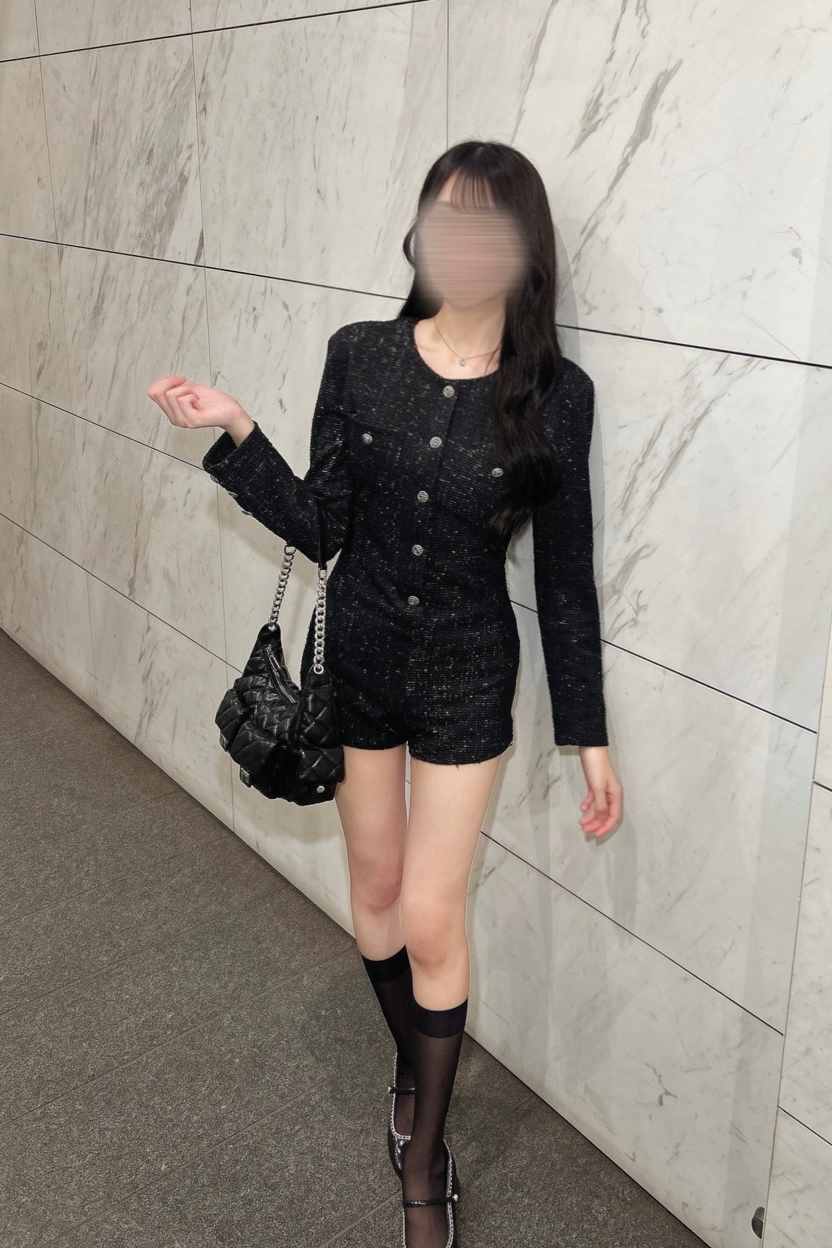 ツイードフロントボタンオールインワン KR16038