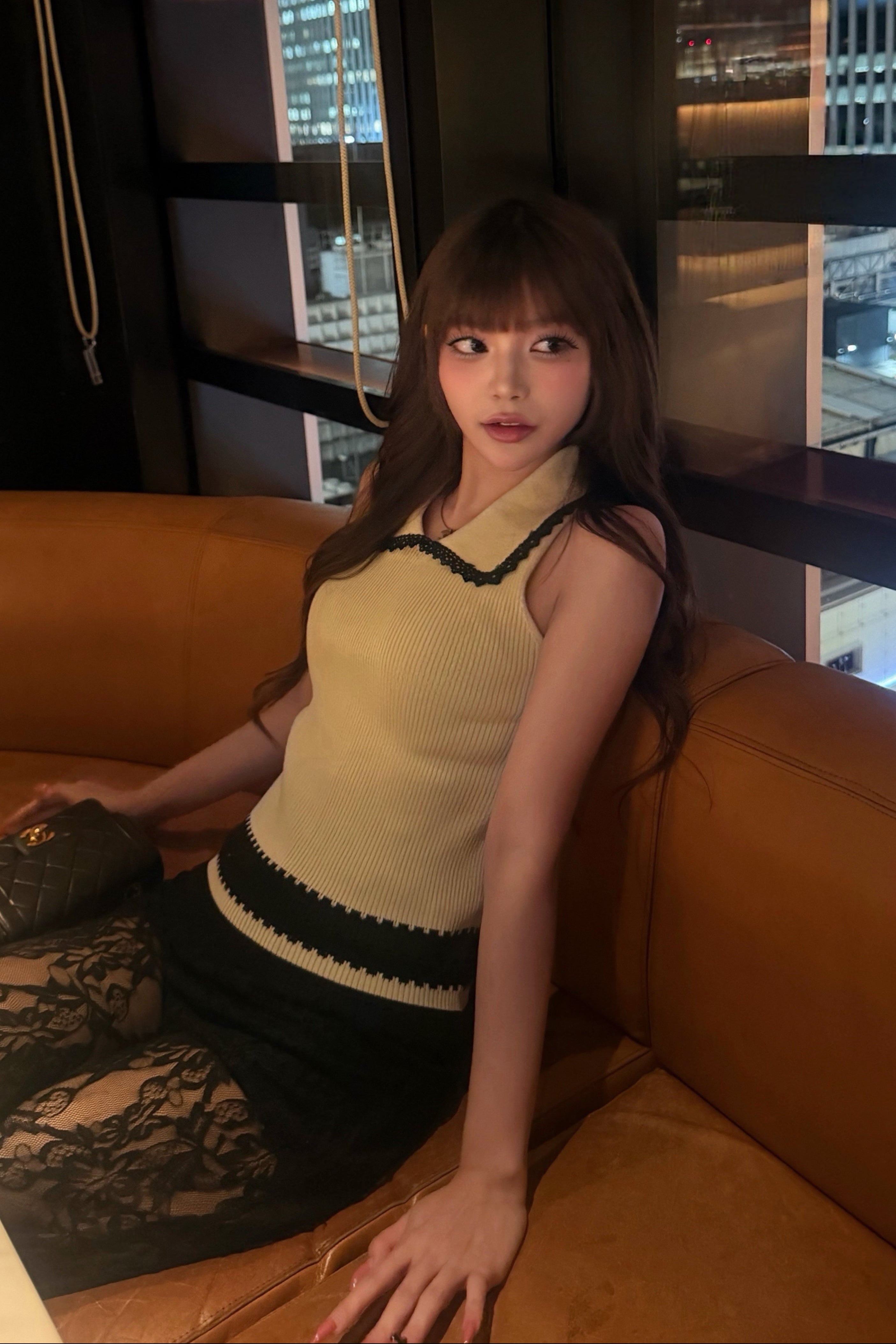バイカラーラインノースリーブニット KR14943