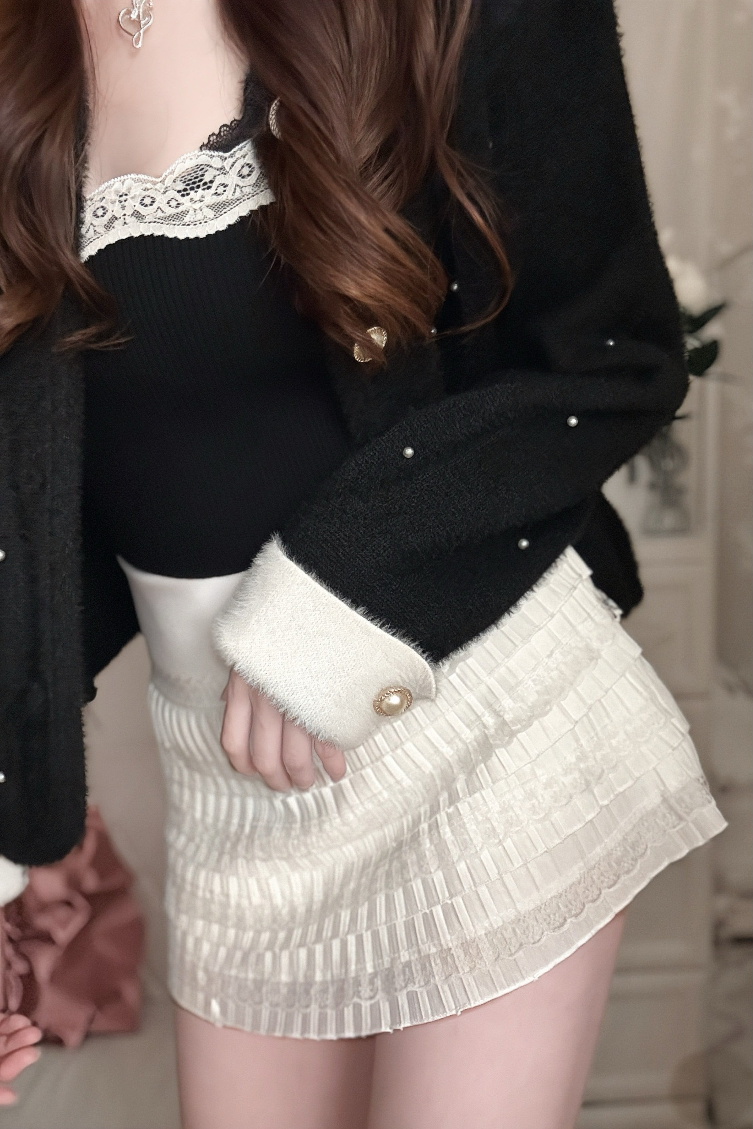 レースティアードミニスカート KR13873