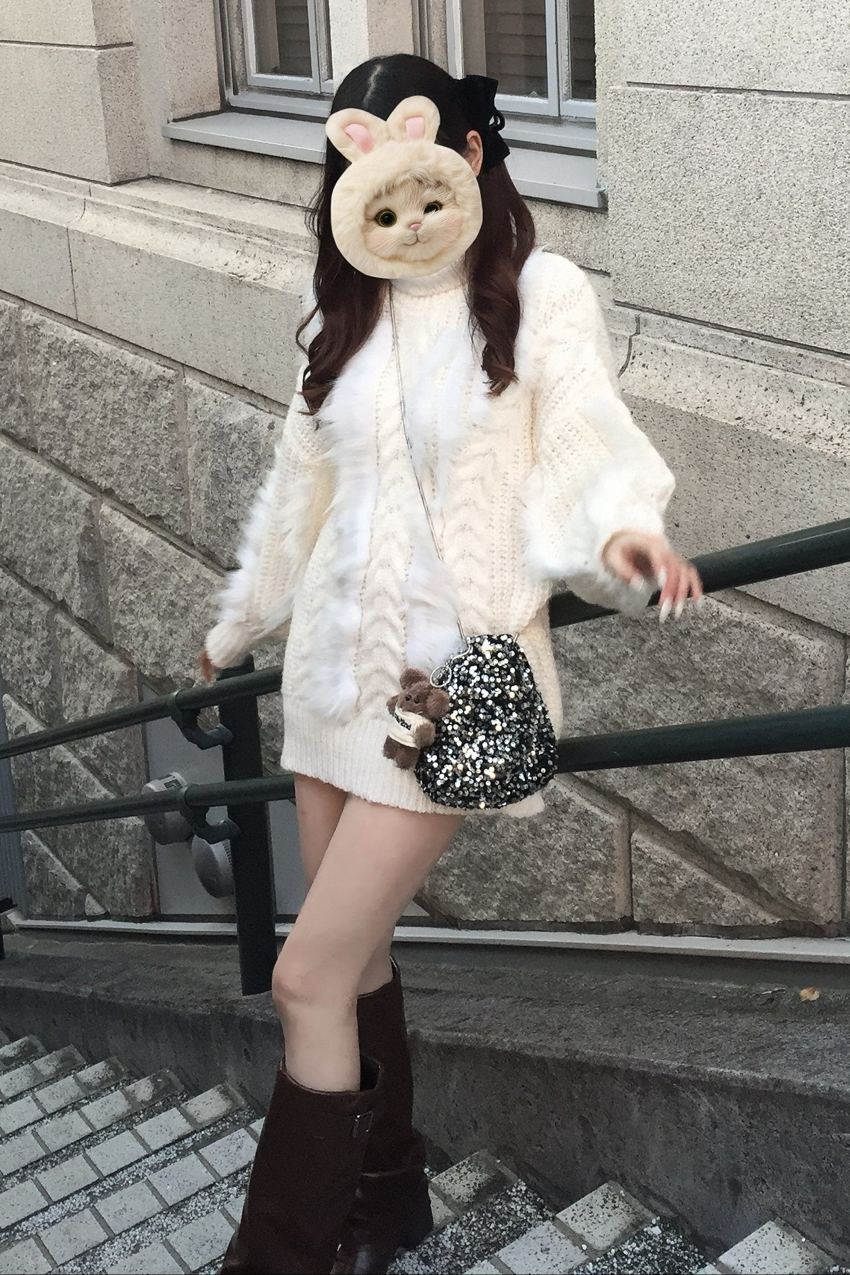 ハイネックファーニット KR13335