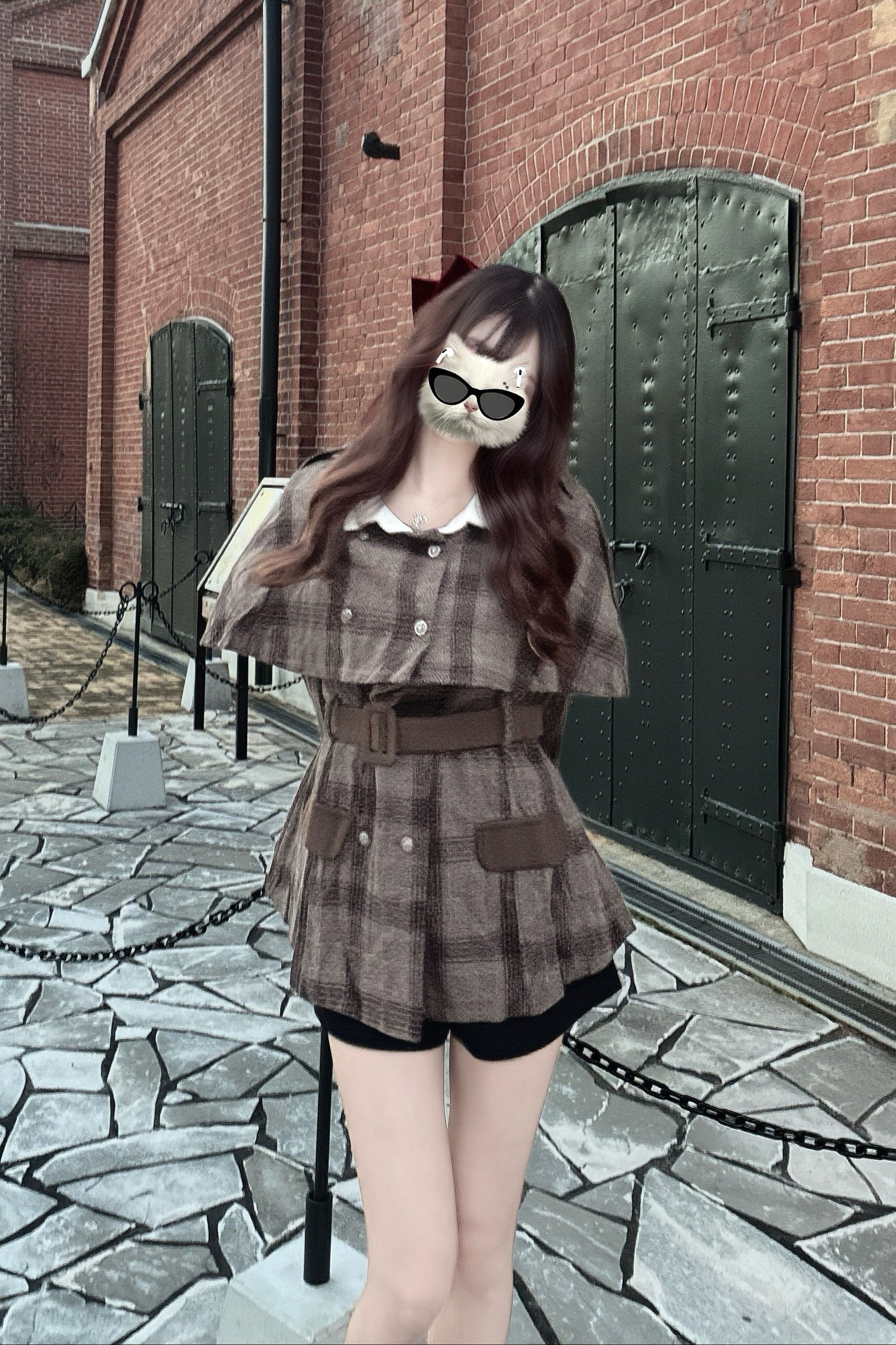 チェックケープライクコート KR30422