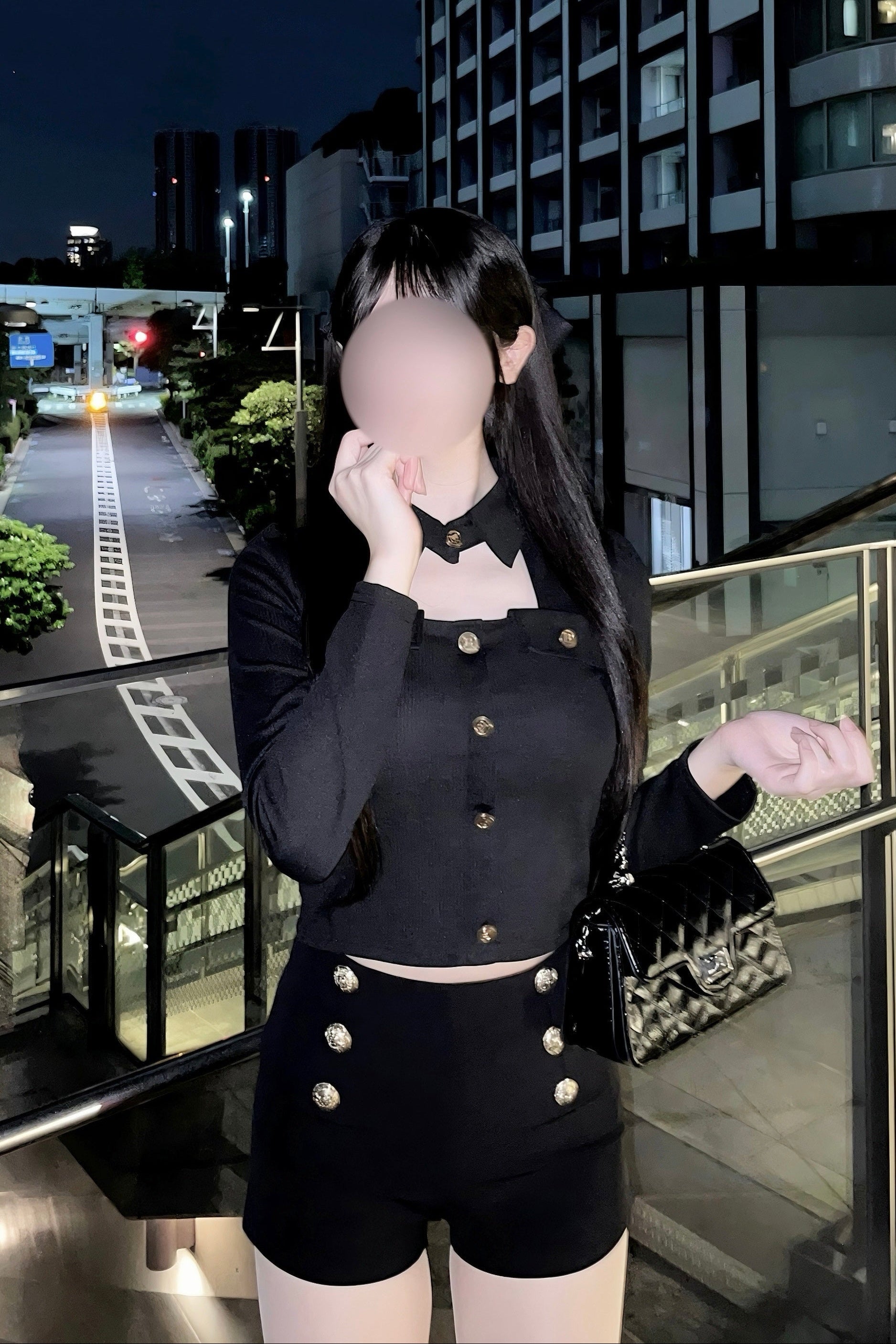 チョーカーネックカットアウトボタントップス KR15831