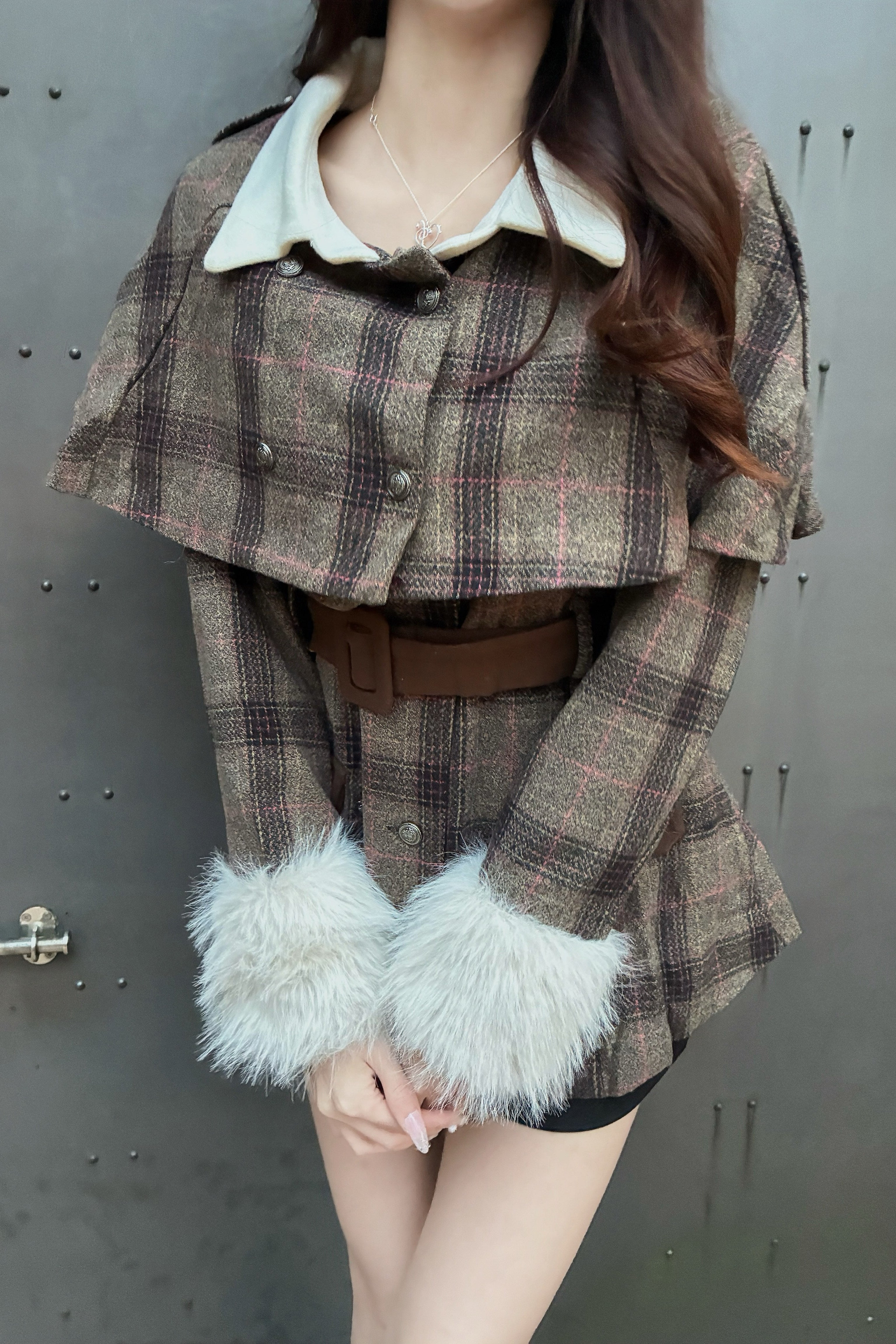 チェックケープライクコート KR30422