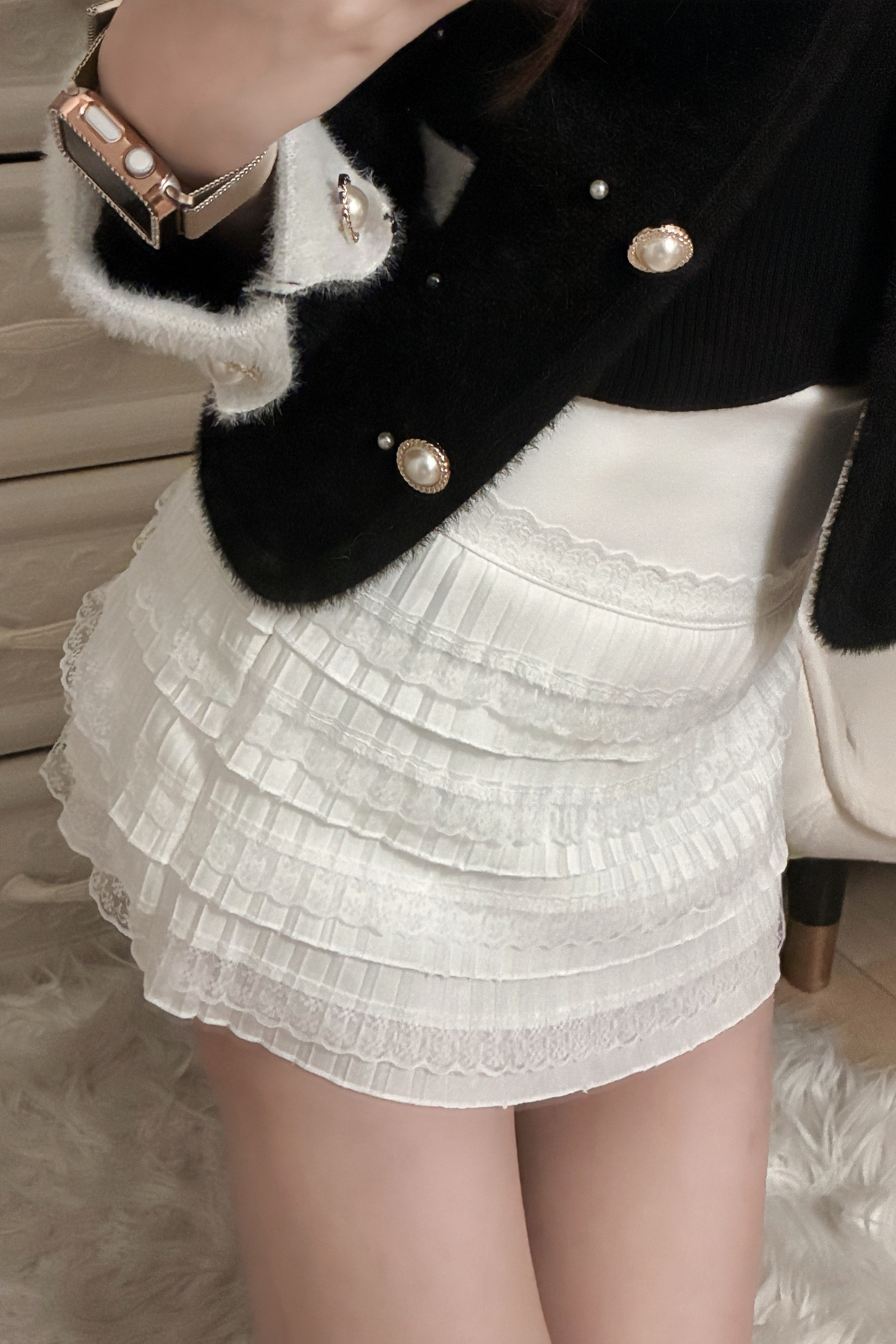 レースティアードミニスカート KR13873