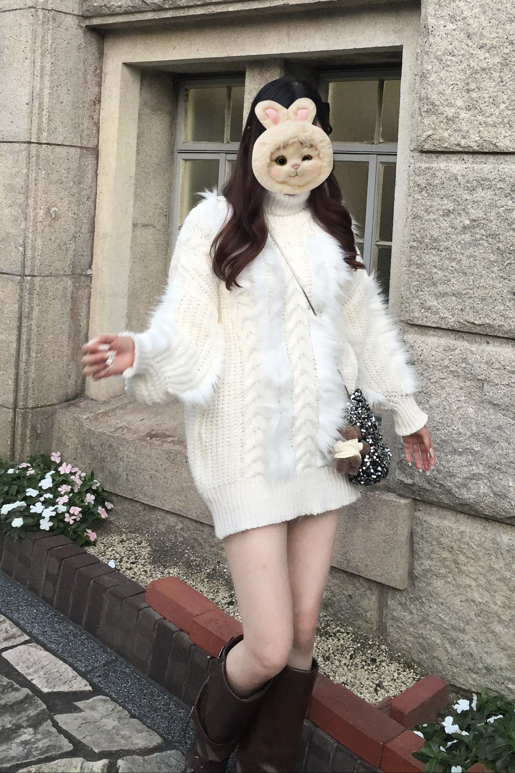 ハイネックファーニット KR13335