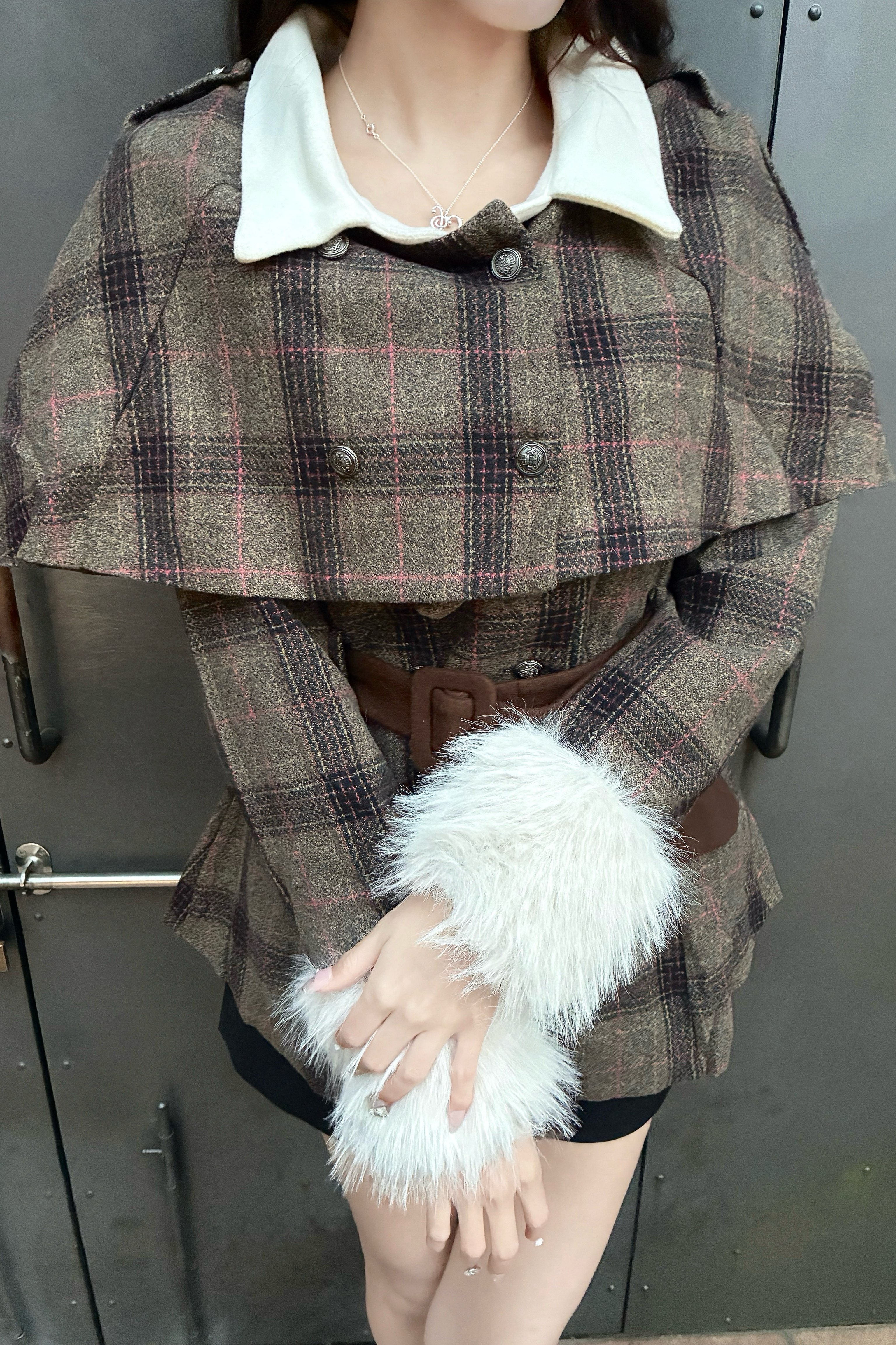 チェックケープライクコート KR30422