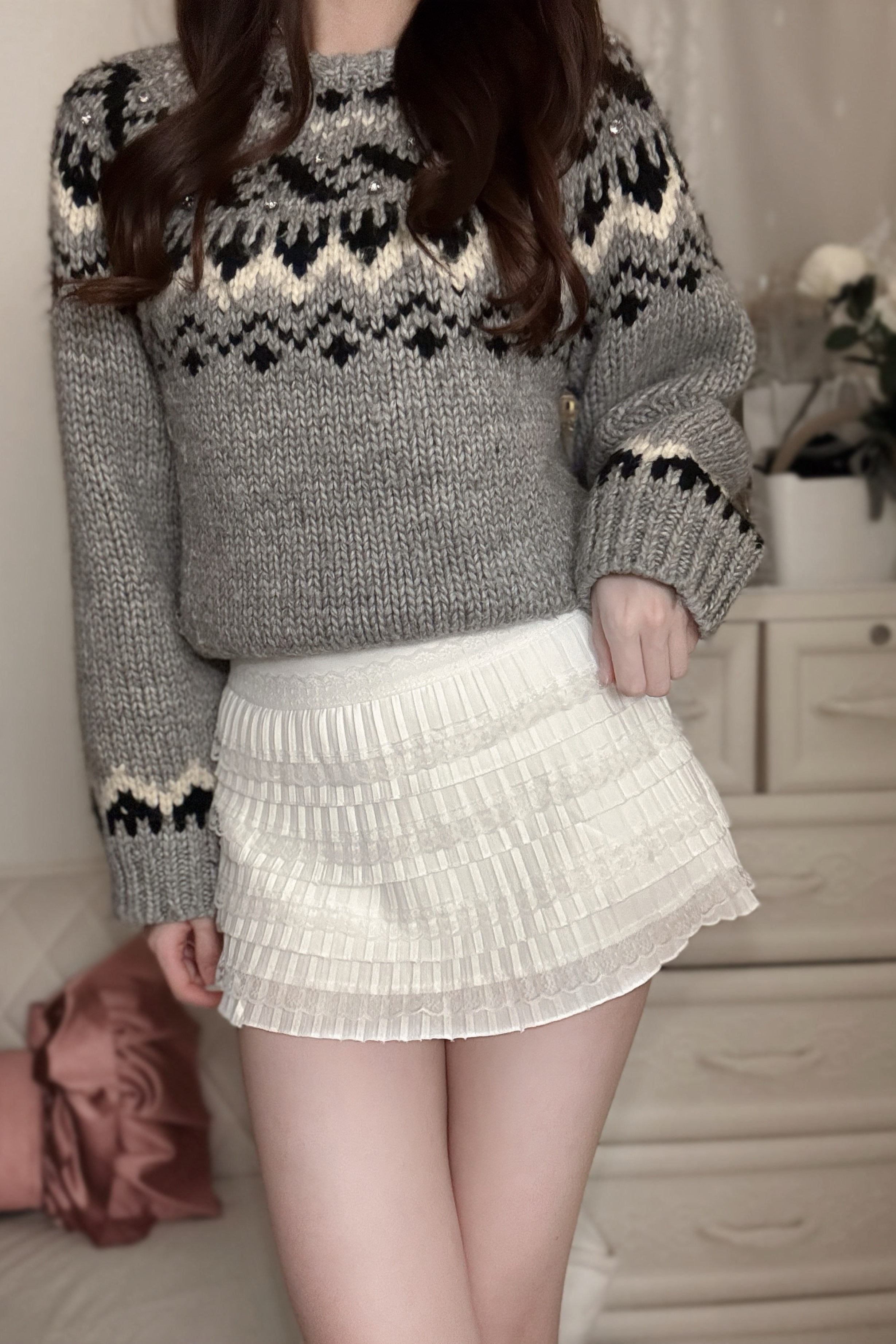 レースティアードミニスカート KR13873