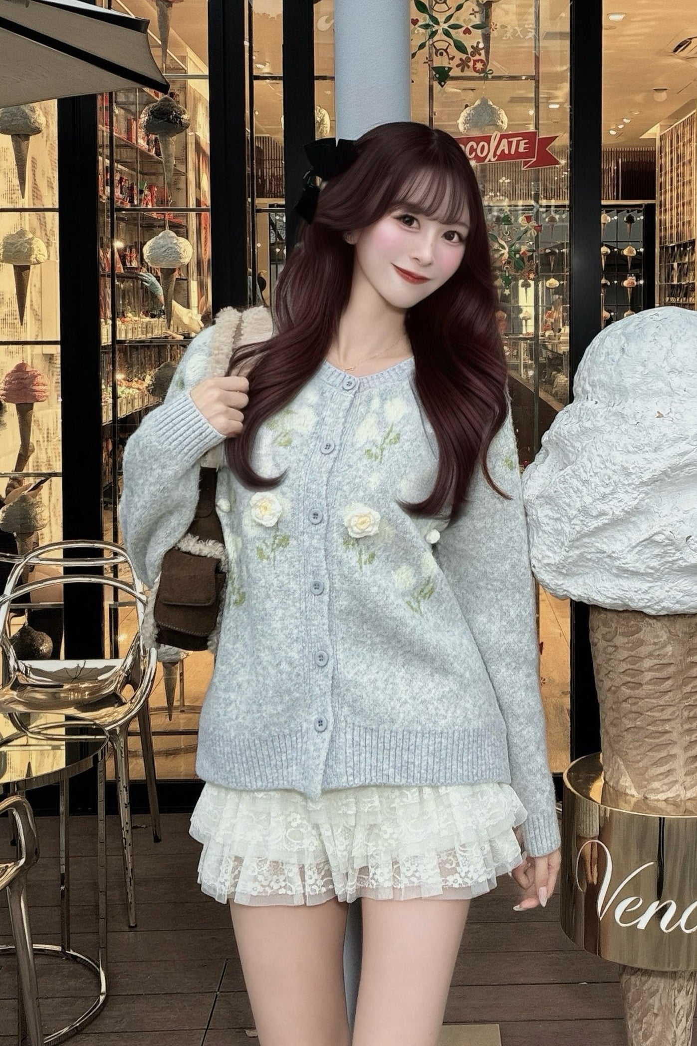 フラワーニットカーディガン KR13583