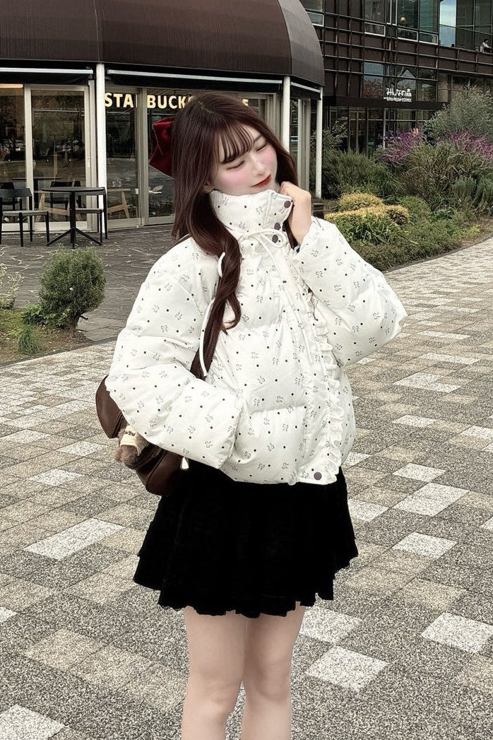 極美品 未使用級 フォックス 女優襟 ドット 水玉 リボン ポンポン Aライン 極美品 未使用級 フォックス 女優襟 ドット 水玉 リボン ポンポン A