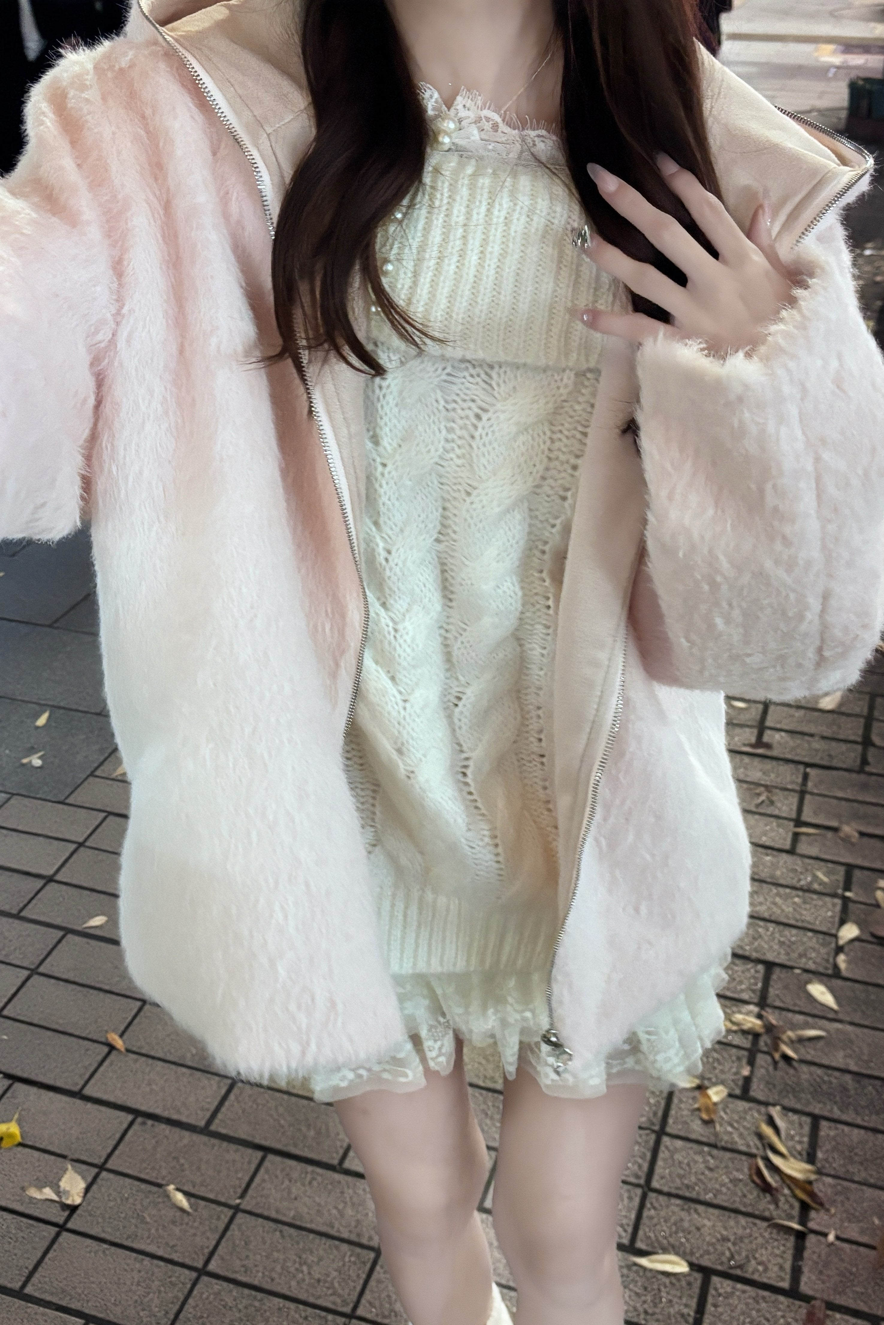 フードシャギーニットパーカー KR13769