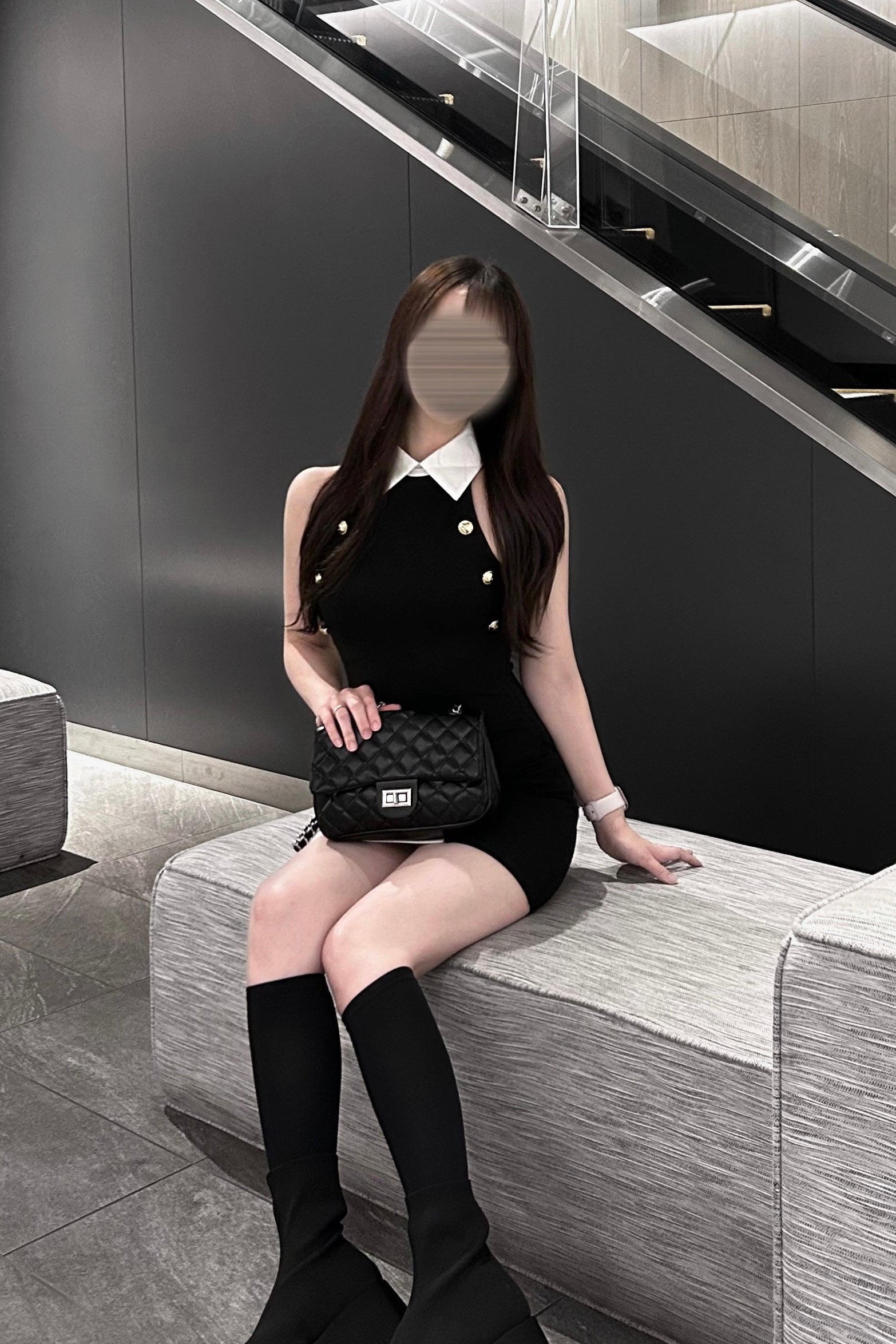 サイドボタンタイトワンピース KR14523