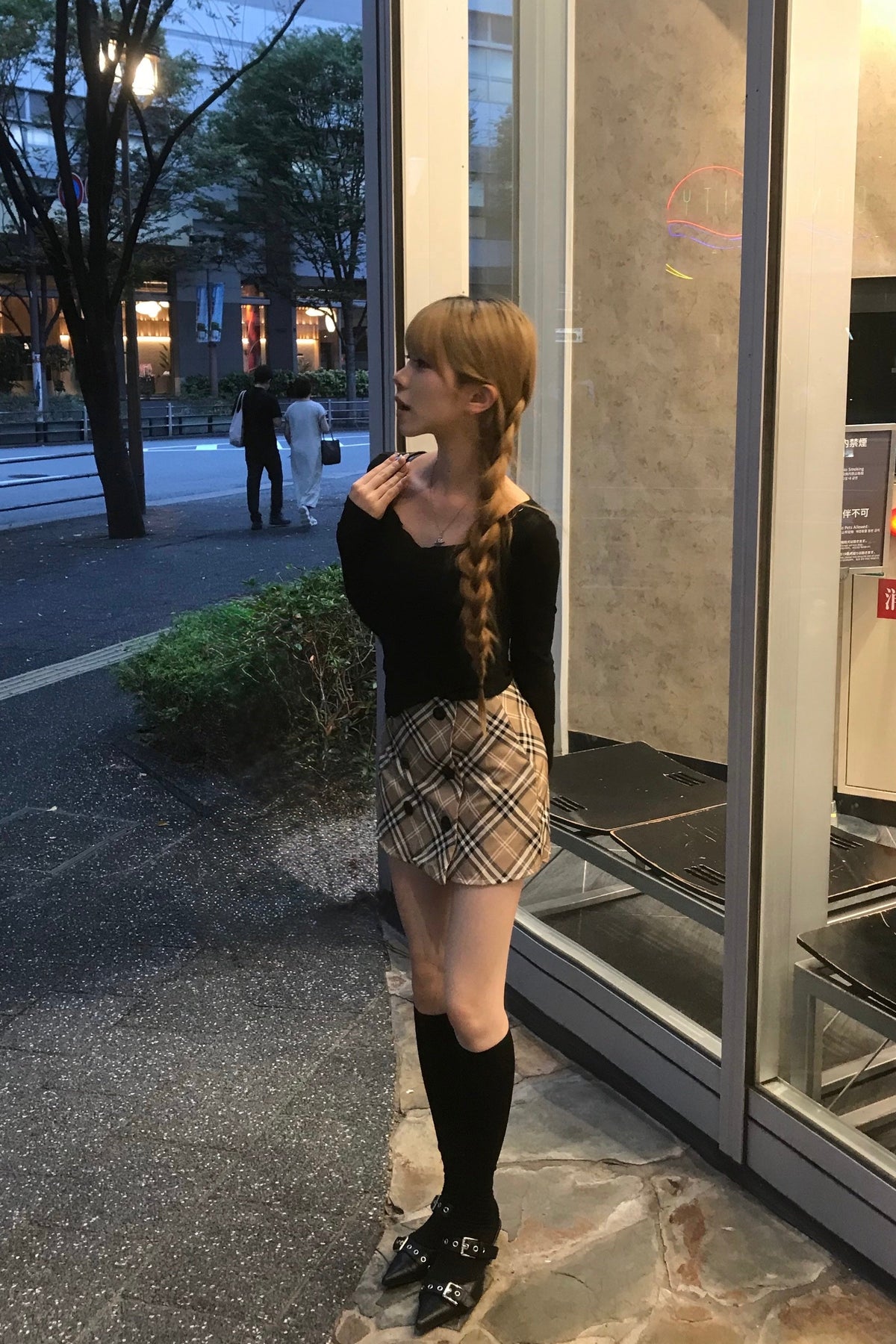 タータンチェックダブルボタンミニスカート KR15948