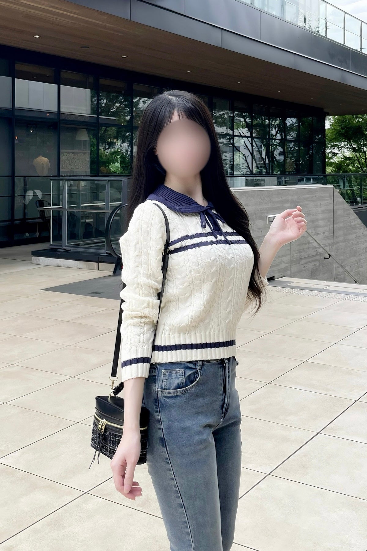 セーラーカラーフロントケーブルニット KR15834