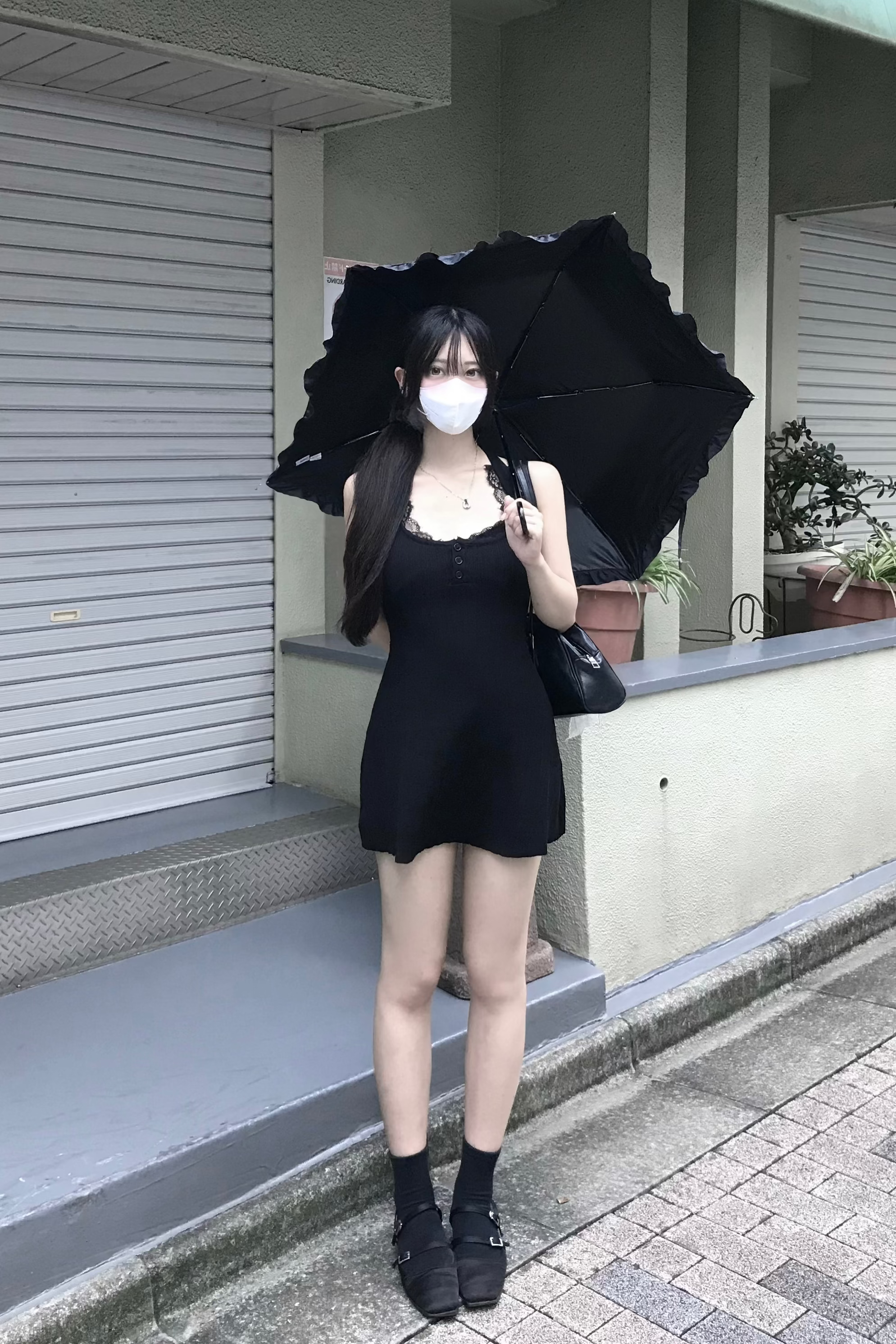 レーストリムリブニットフロントボタンワンピース KR15792