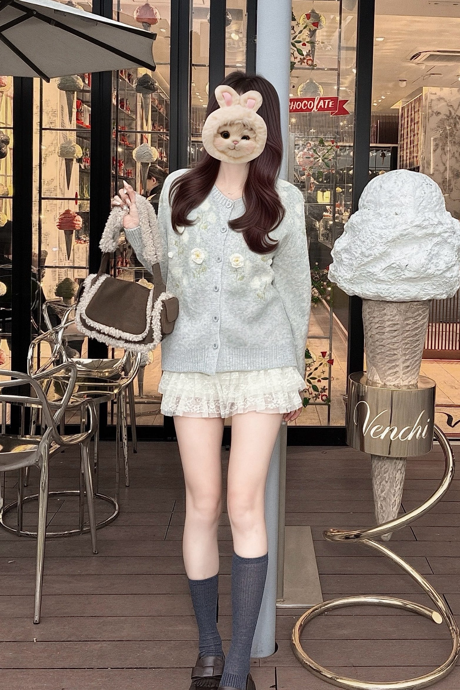 フラワーニットカーディガン KR13583