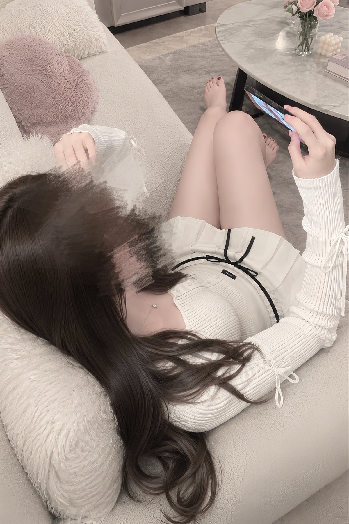 フリルディテールリボンプリーツミニスカート KR15902