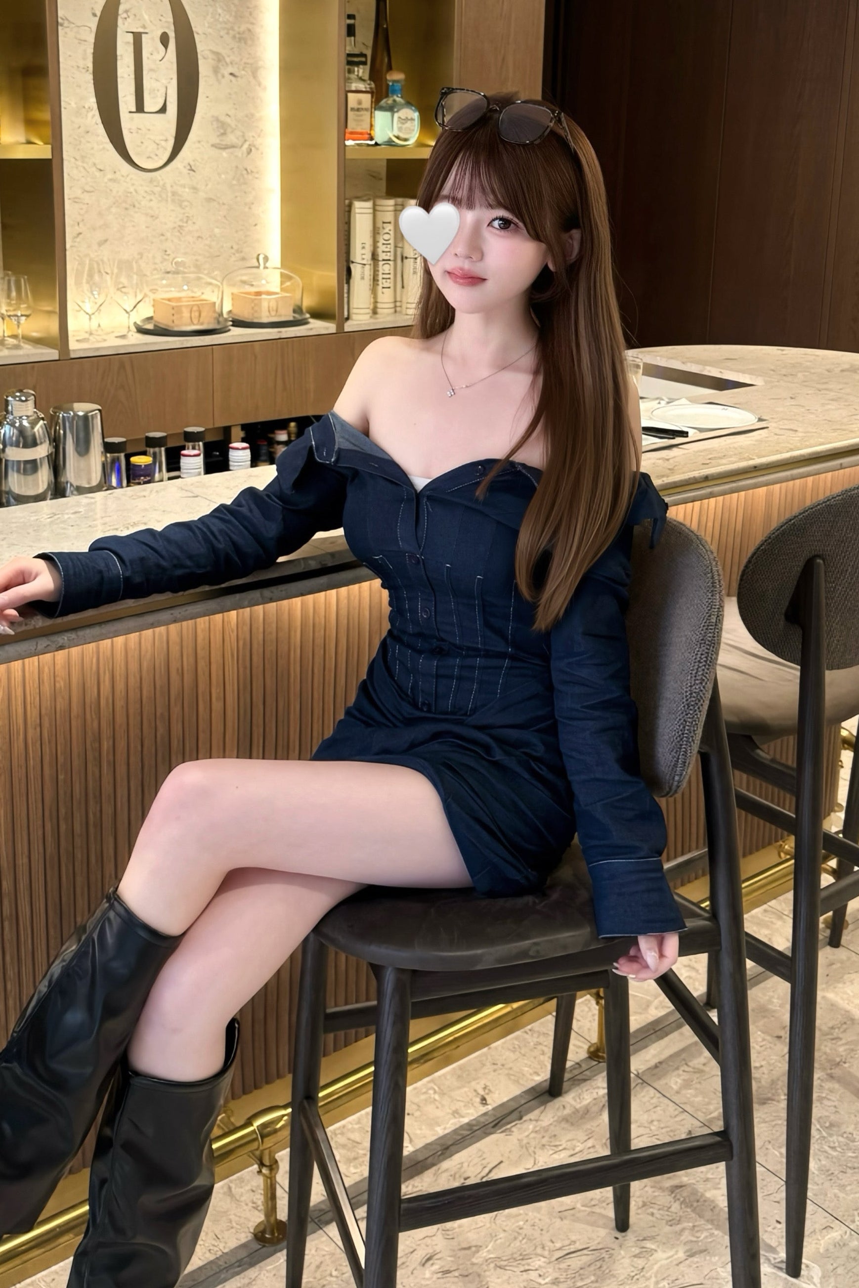 デニムオフショルワンピース KR13554