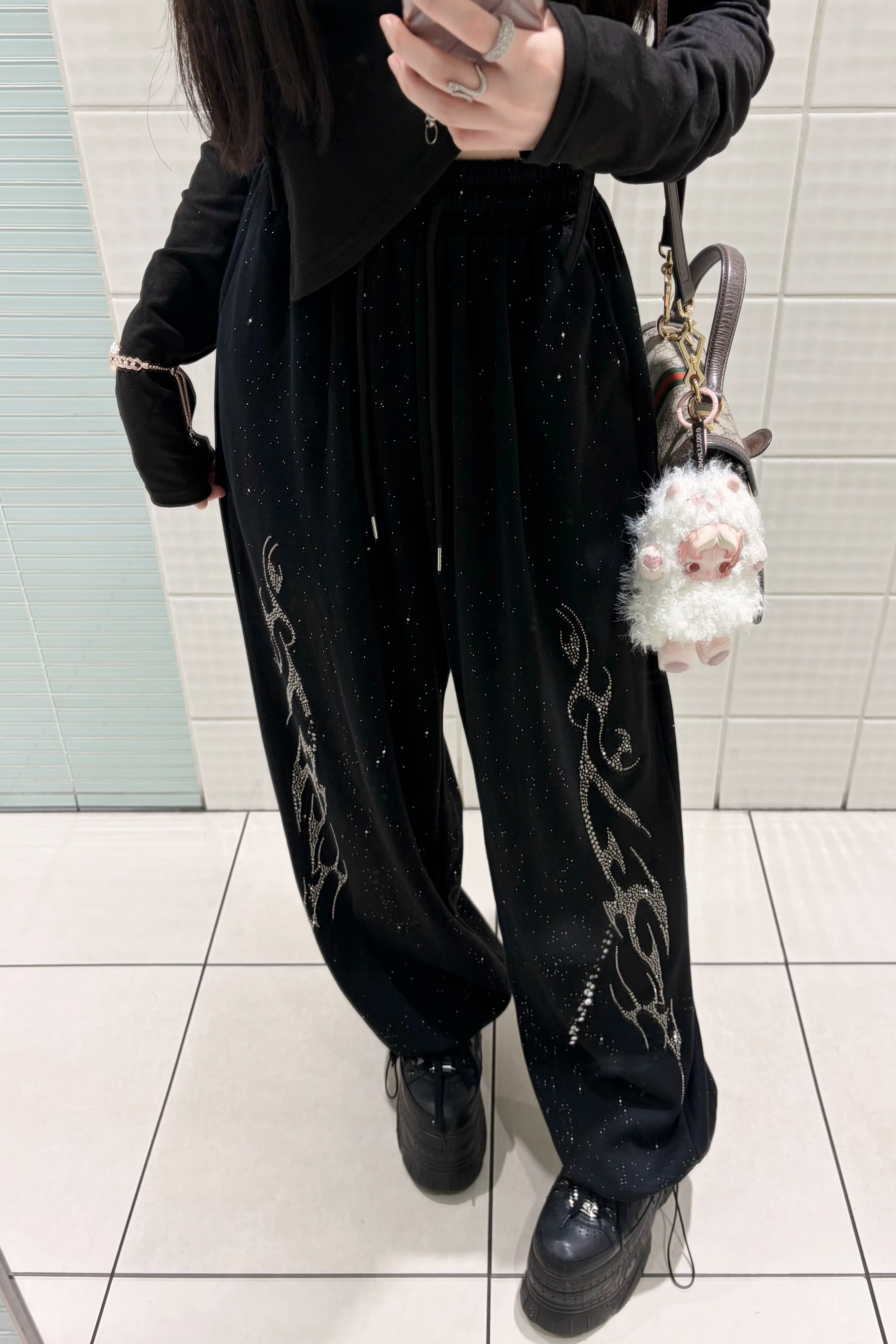 グリッターサイドグラフィックスウェットパンツ KR15980