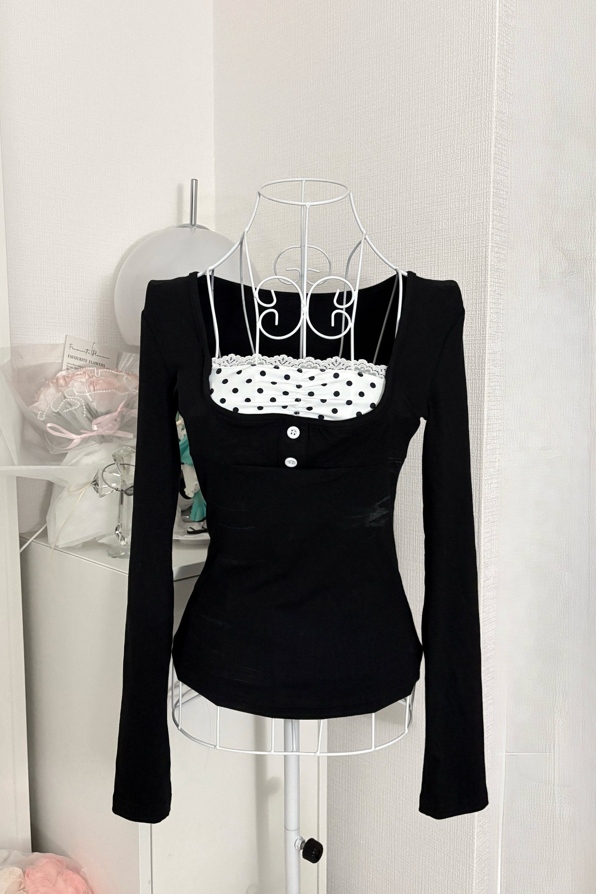 ドットレースフェイクレイヤードトップス KR15997