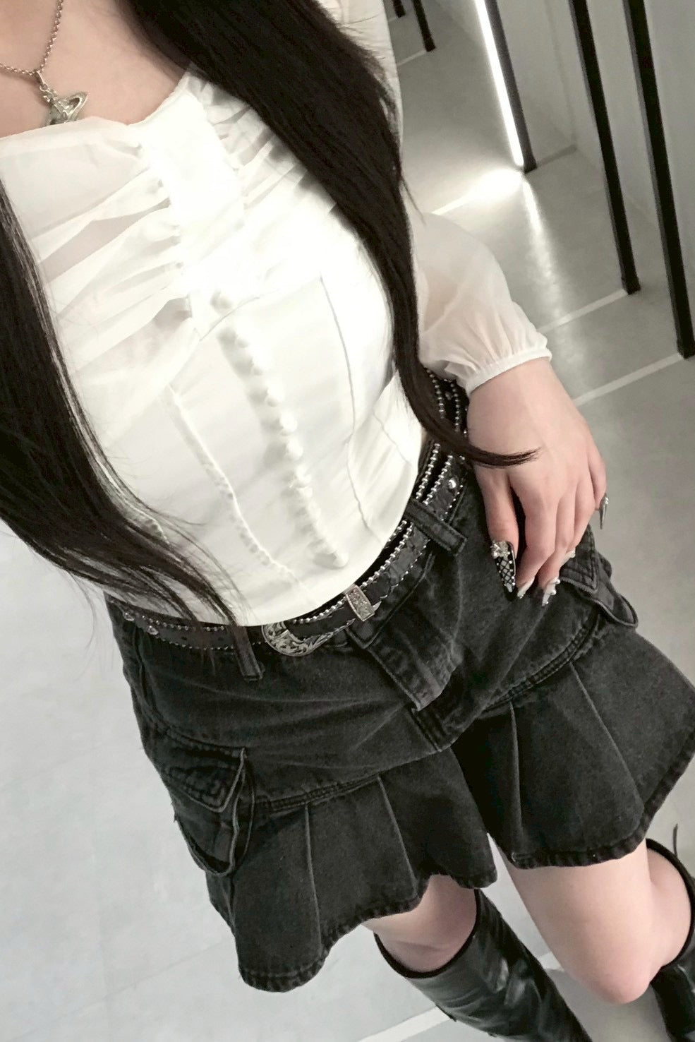 チュールリボンコルセットトップス KR11808