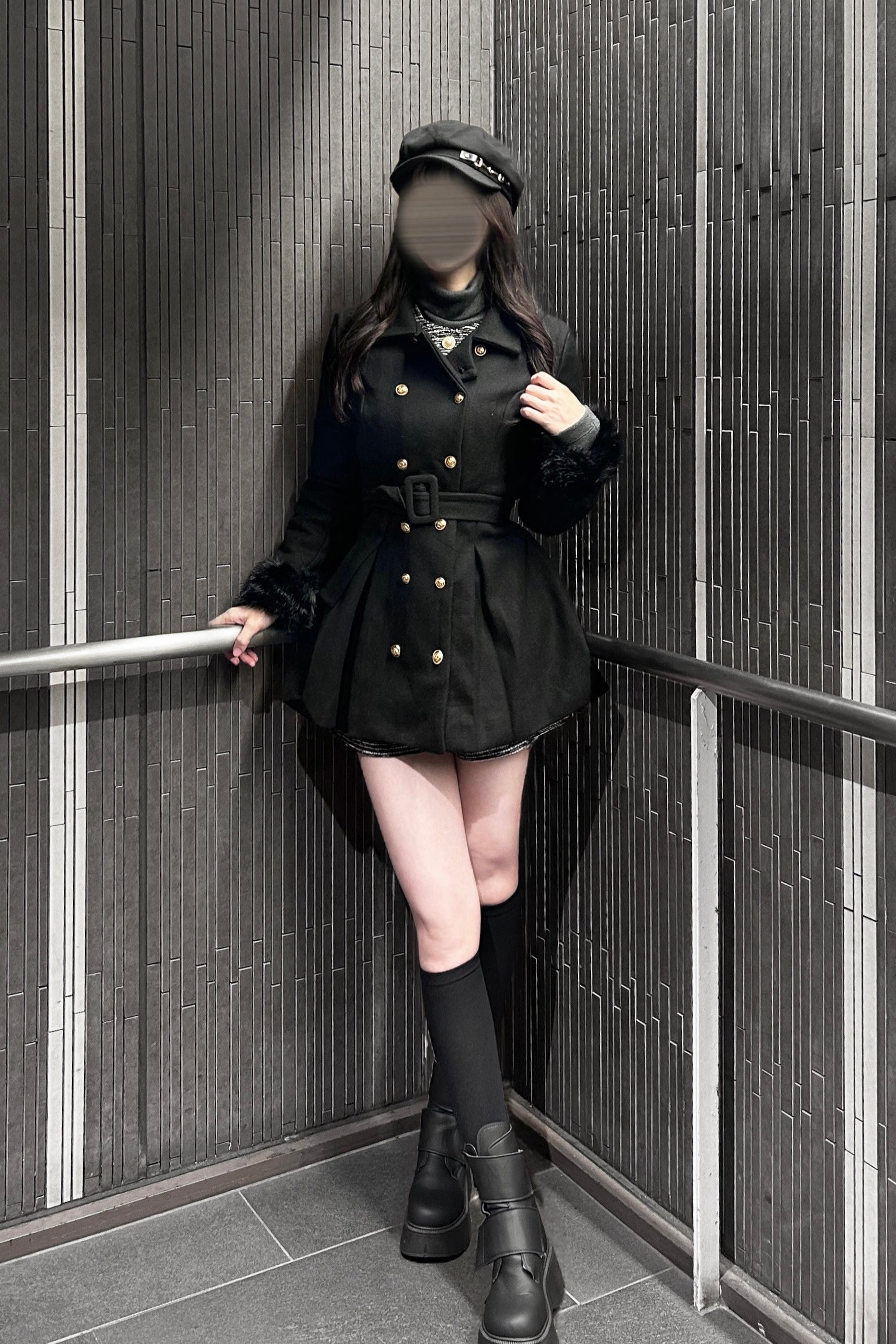 フロントボタンフレアコート KR30207