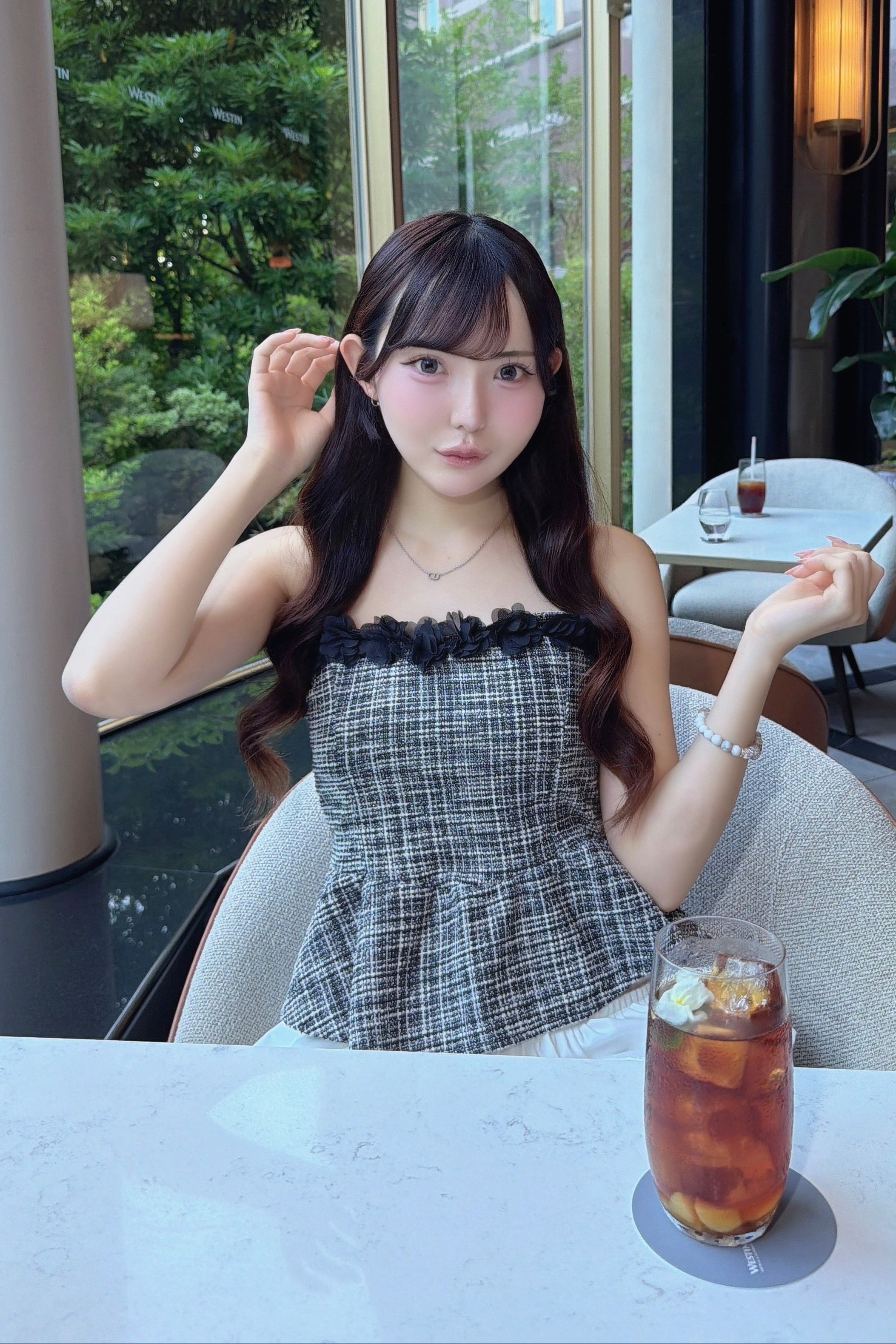 フラワーベアトップツイードペプラムビスチェ KR15524