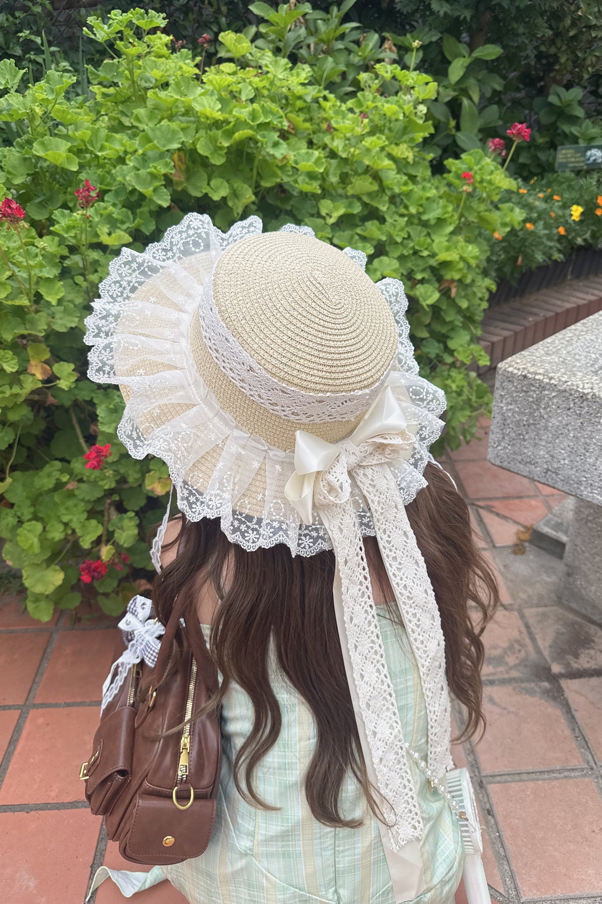 レースフリルブリムバックリボンハット KR15682