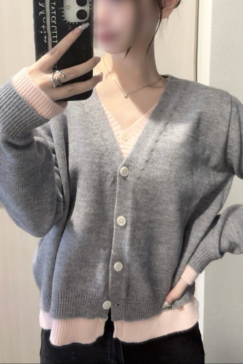 レイヤーシンプルニットカーディガン KR14348
