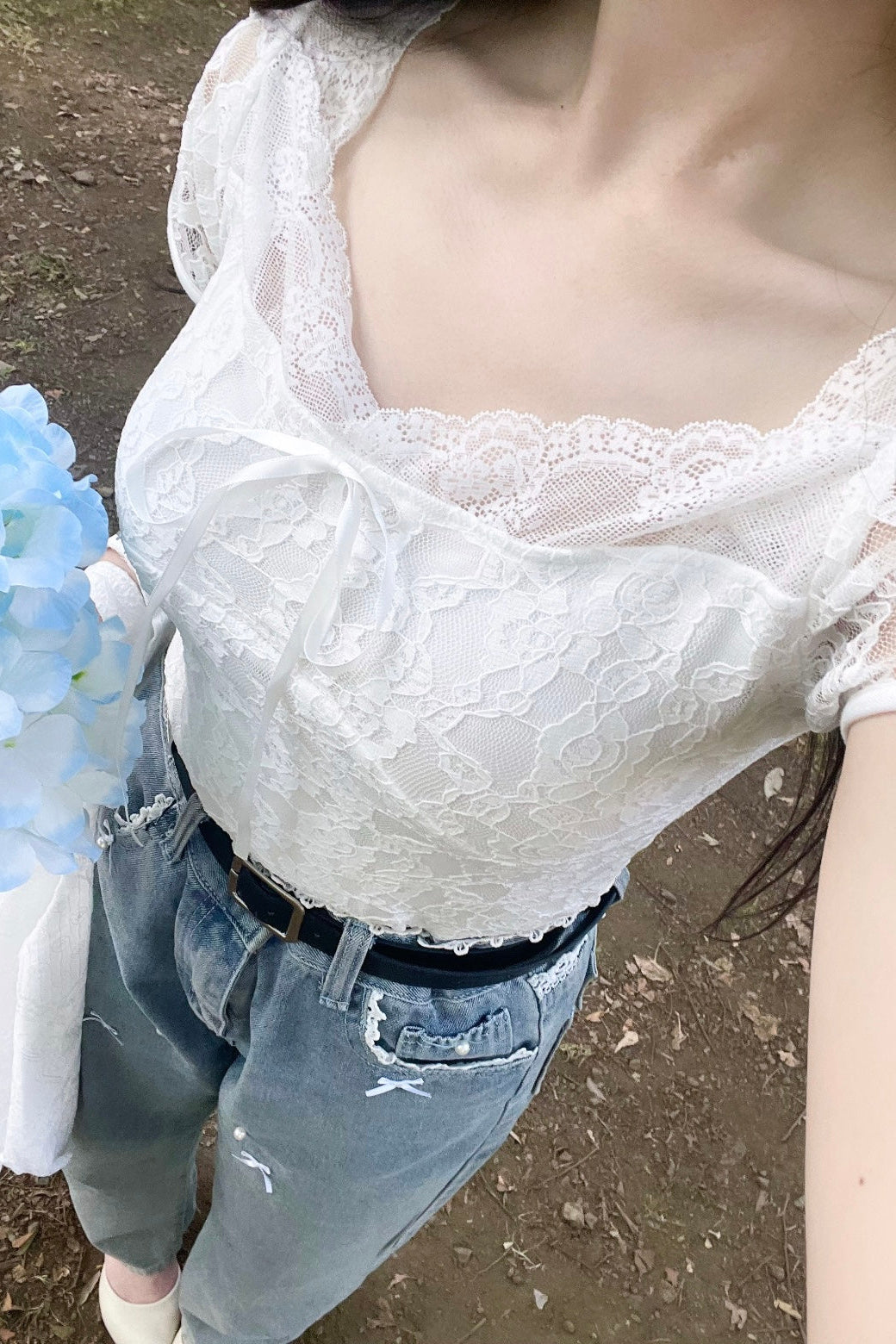 レースネックトップス KR14786