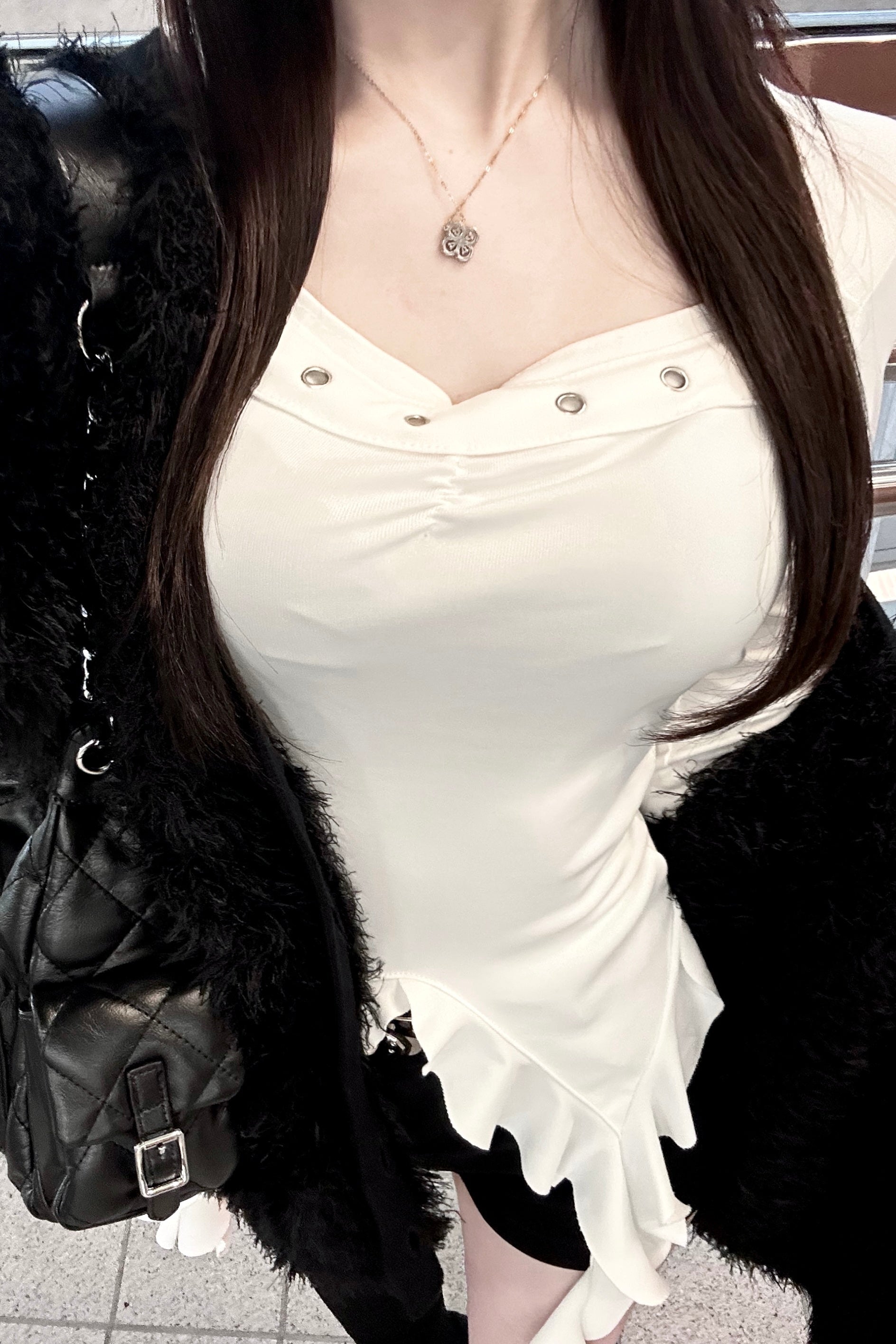 スタッズネックアシメフレアトップス KR13192