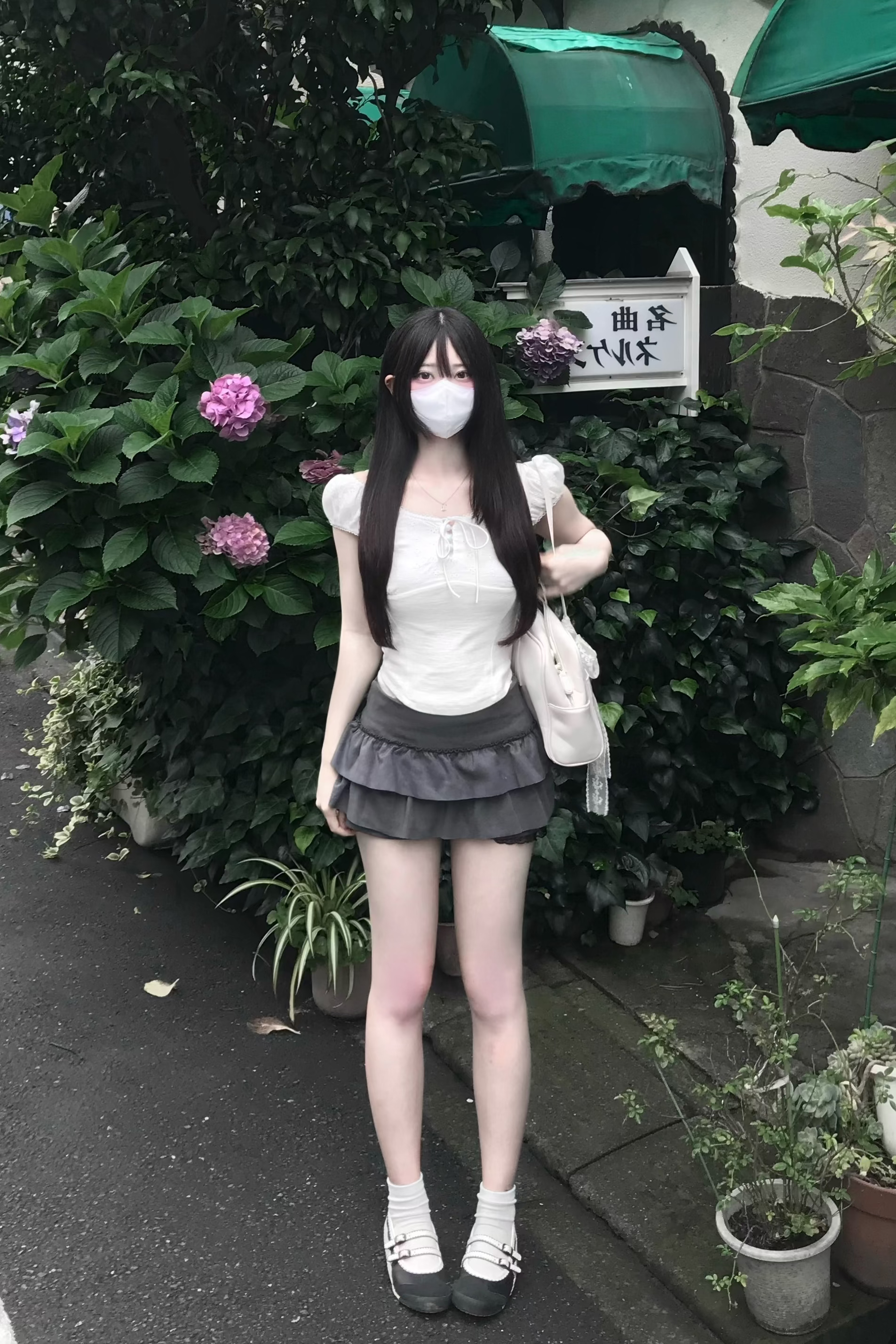 スクエアネックフロントリボンパフスリーブ KR14847
