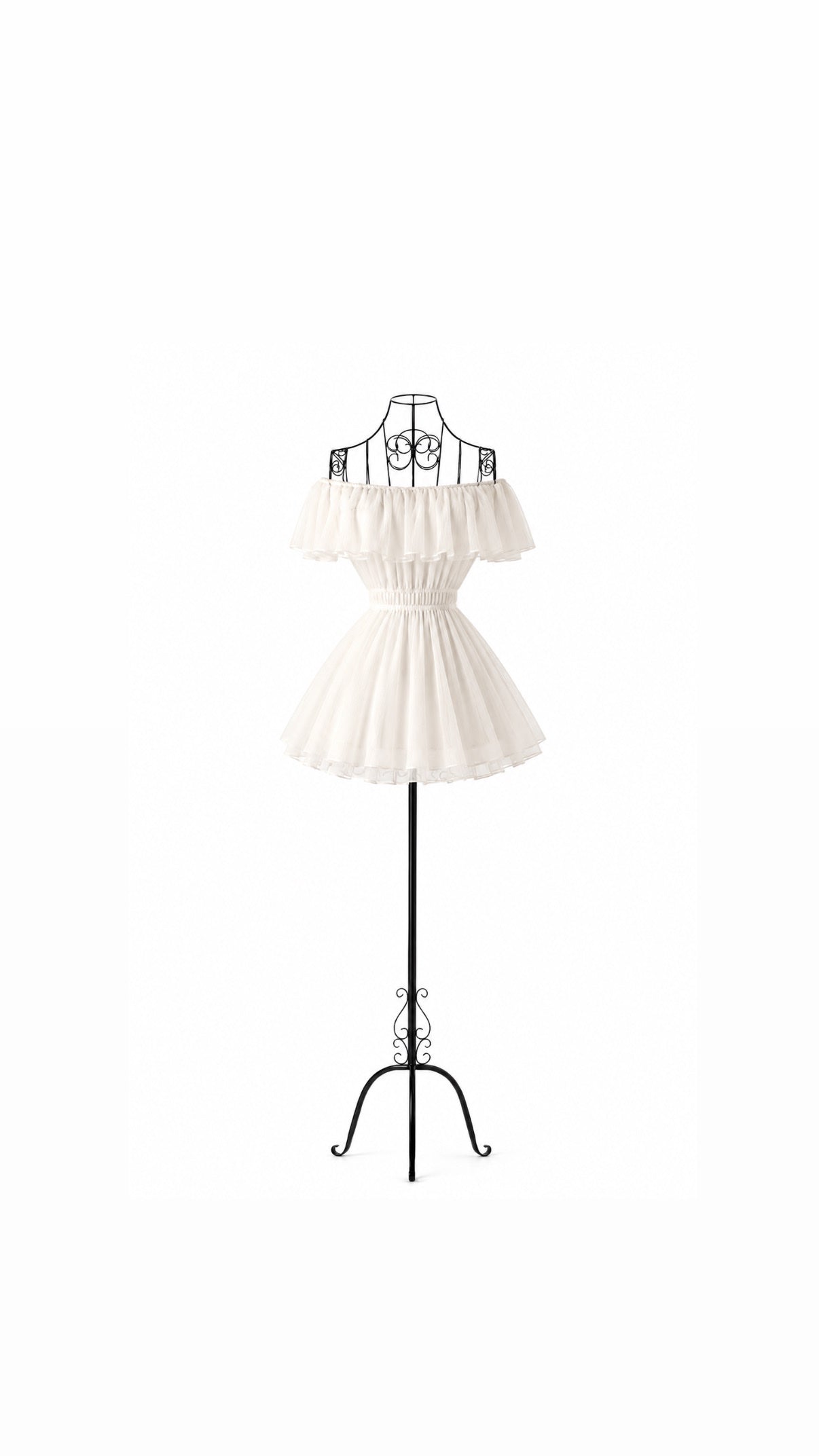 オフショルダーシフォンミニワンピース KR14915