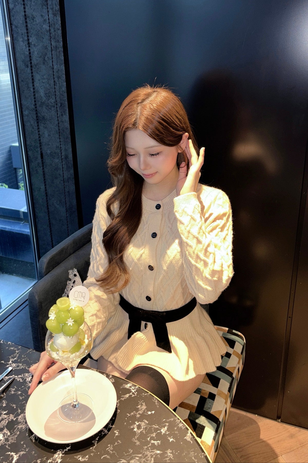 ペプラムリボンニットカーディガン KR16001