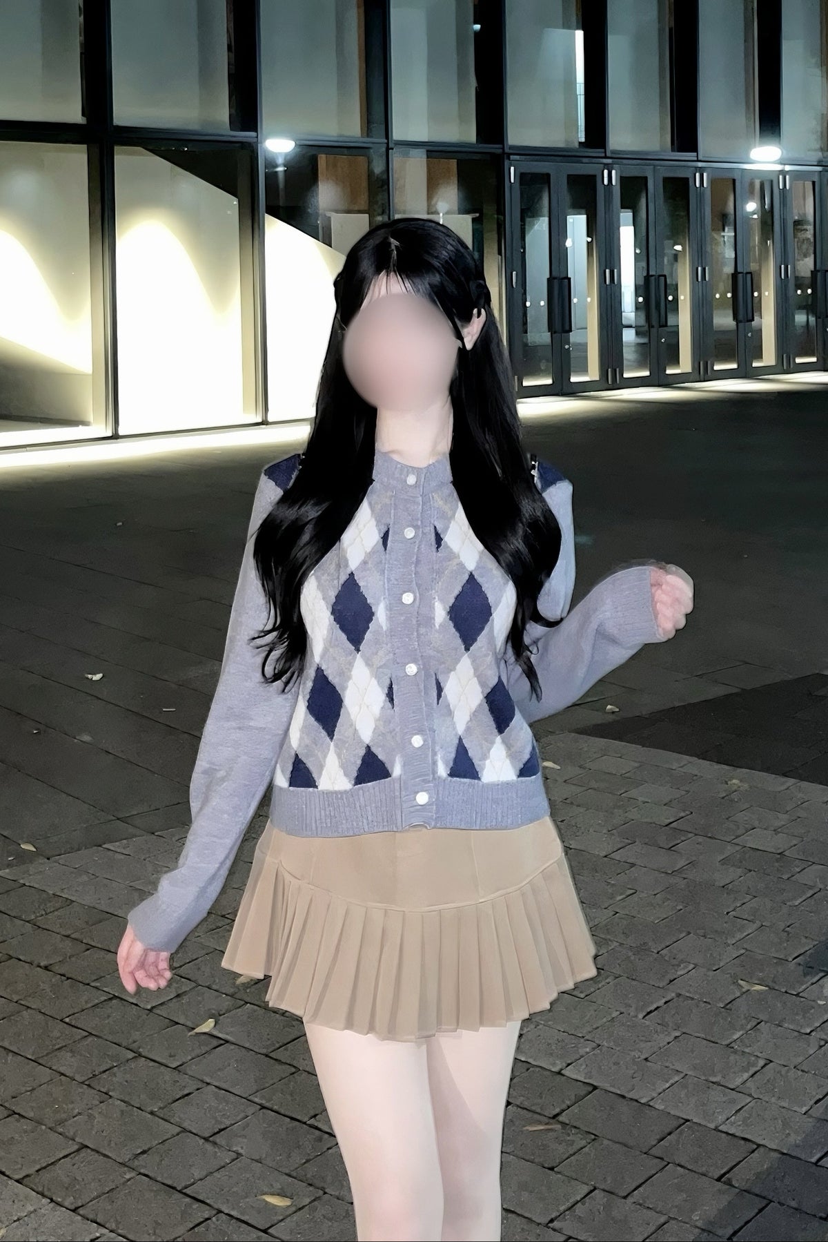アーガイルラウンドネックカーディガン KR16054