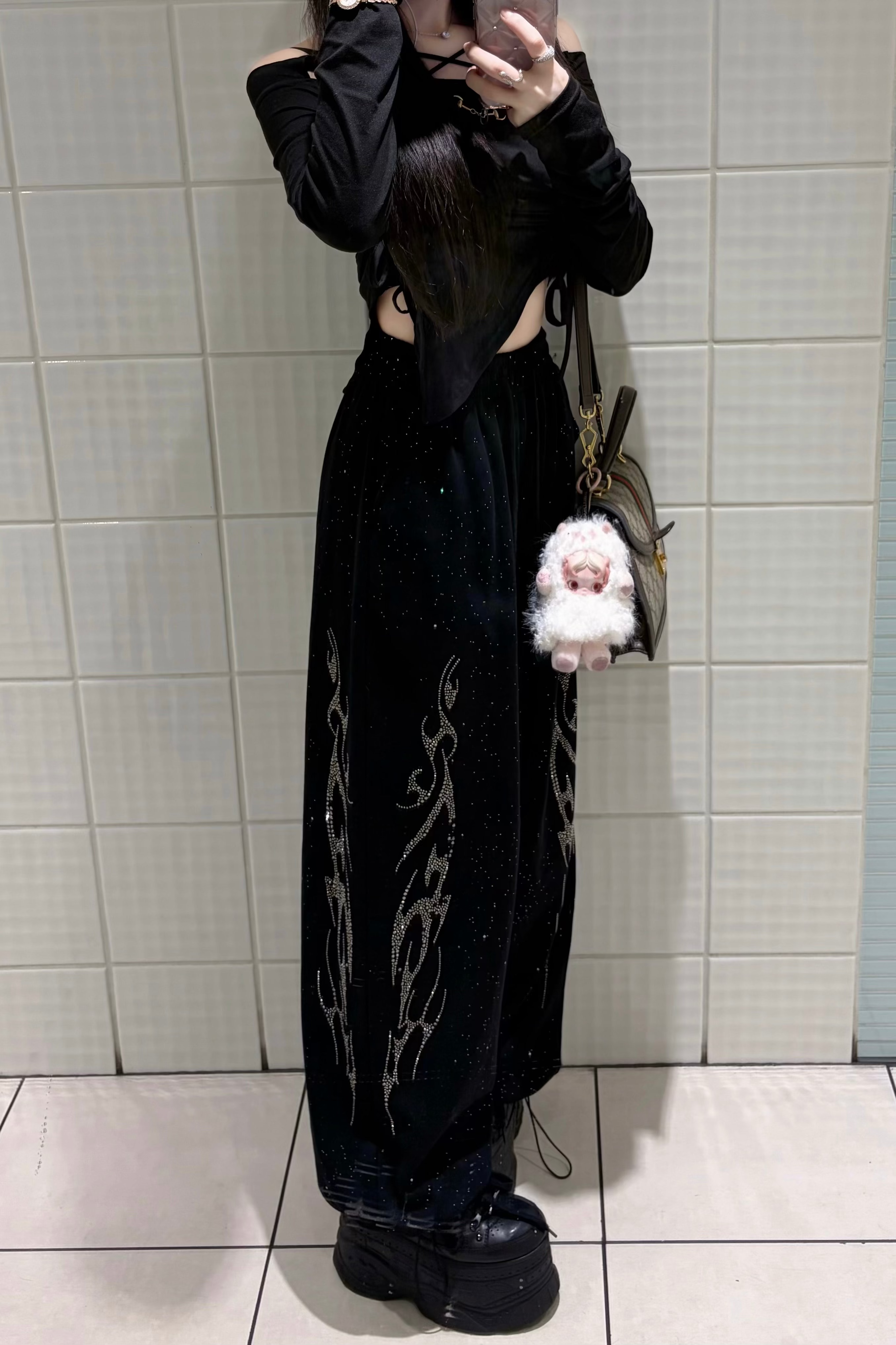 グリッターサイドグラフィックスウェットパンツ KR15980