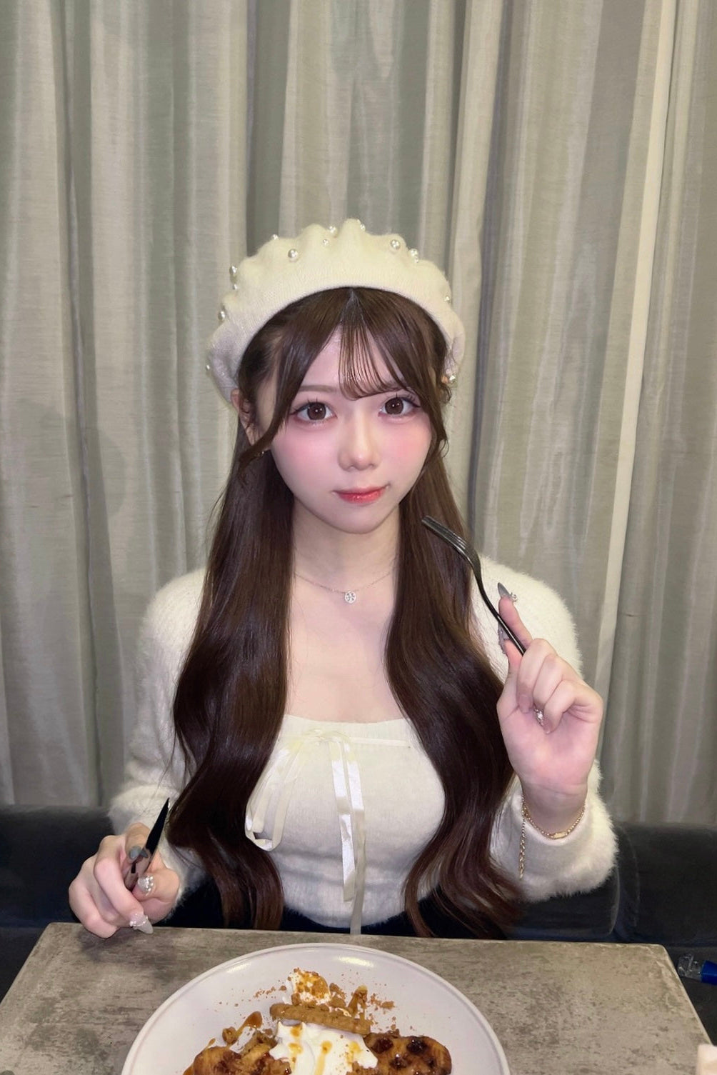 リボンシャギーニットトップス KR13386