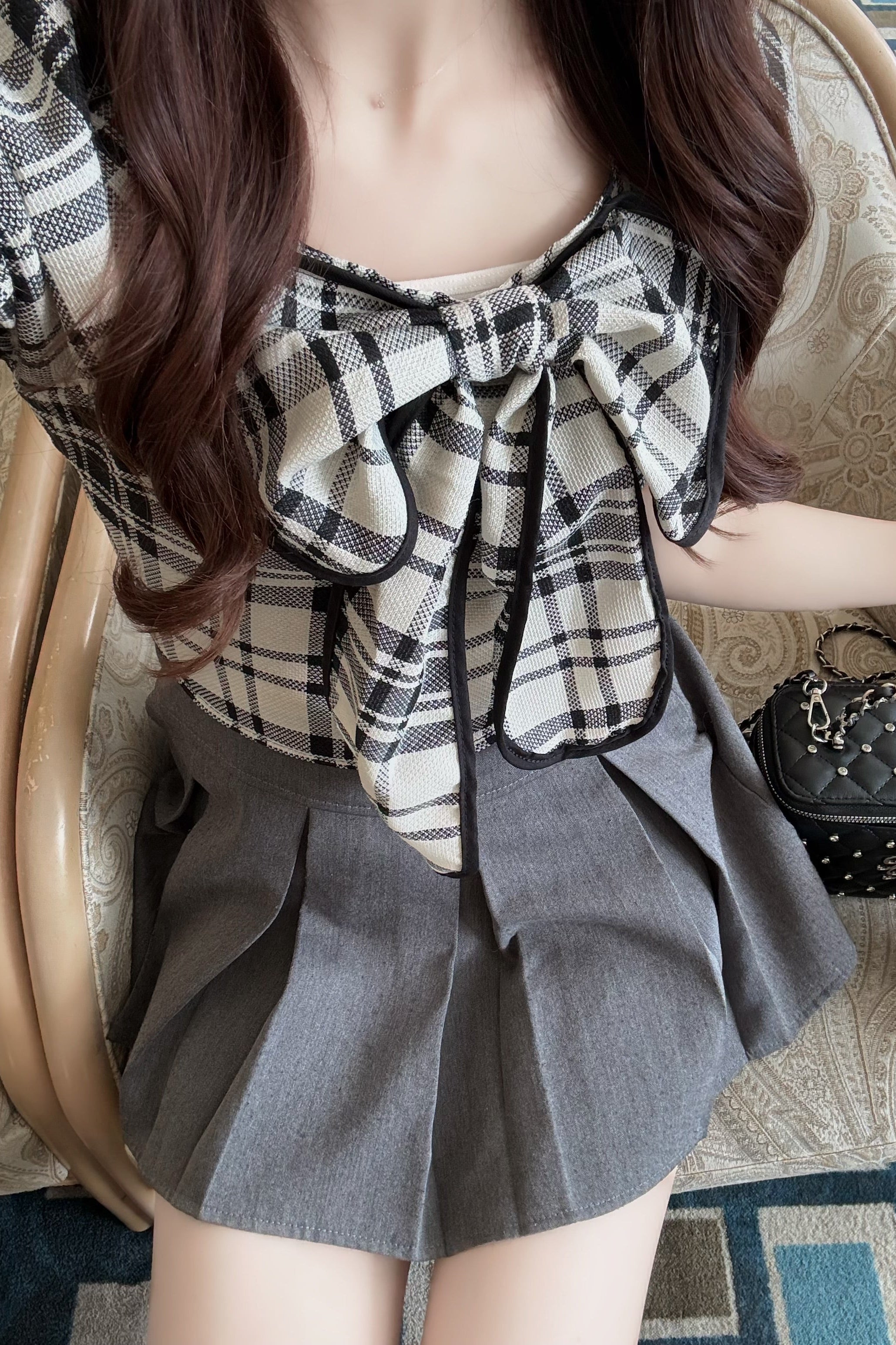 チェックリボントップス KR14492