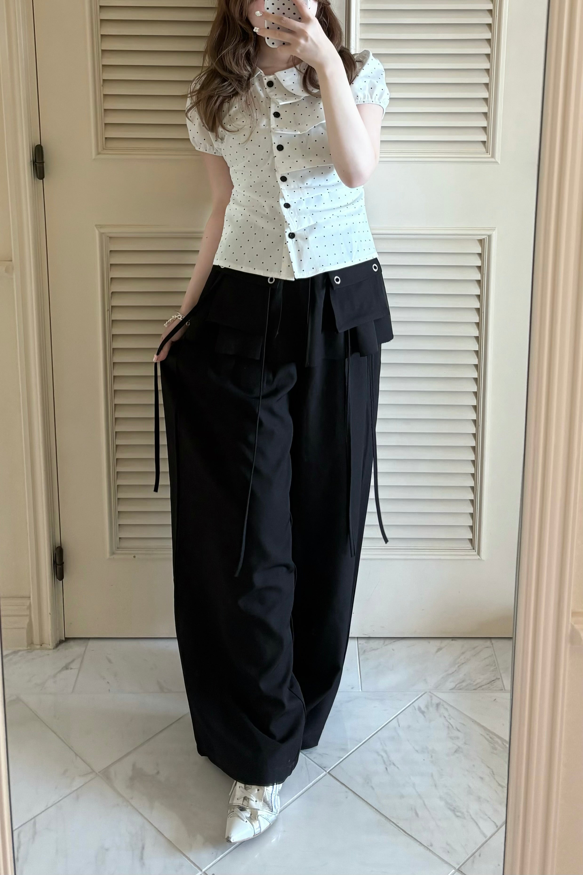 レイヤードストラップワイドパンツ KR14887