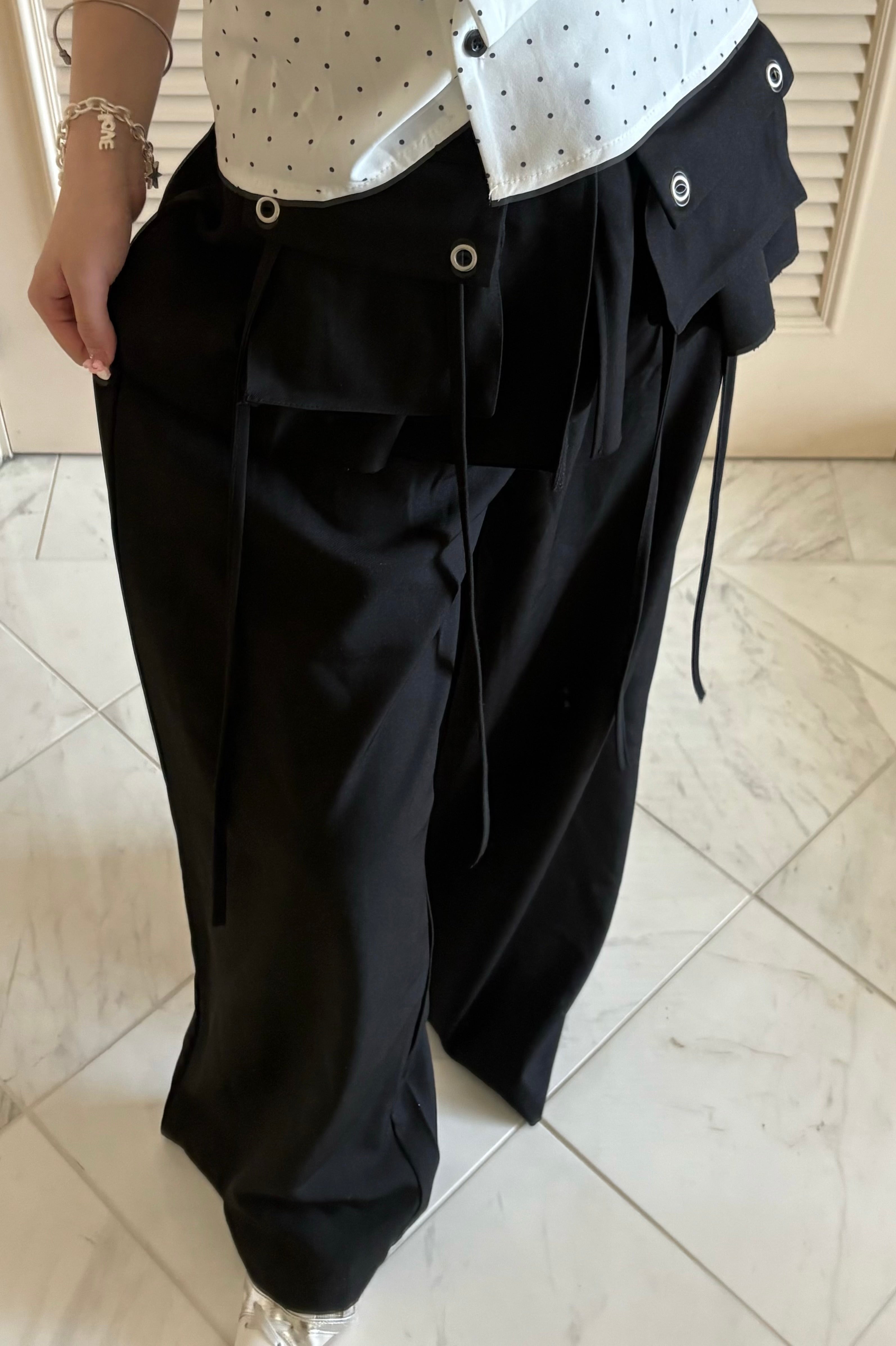 レイヤードストラップワイドパンツ KR14887