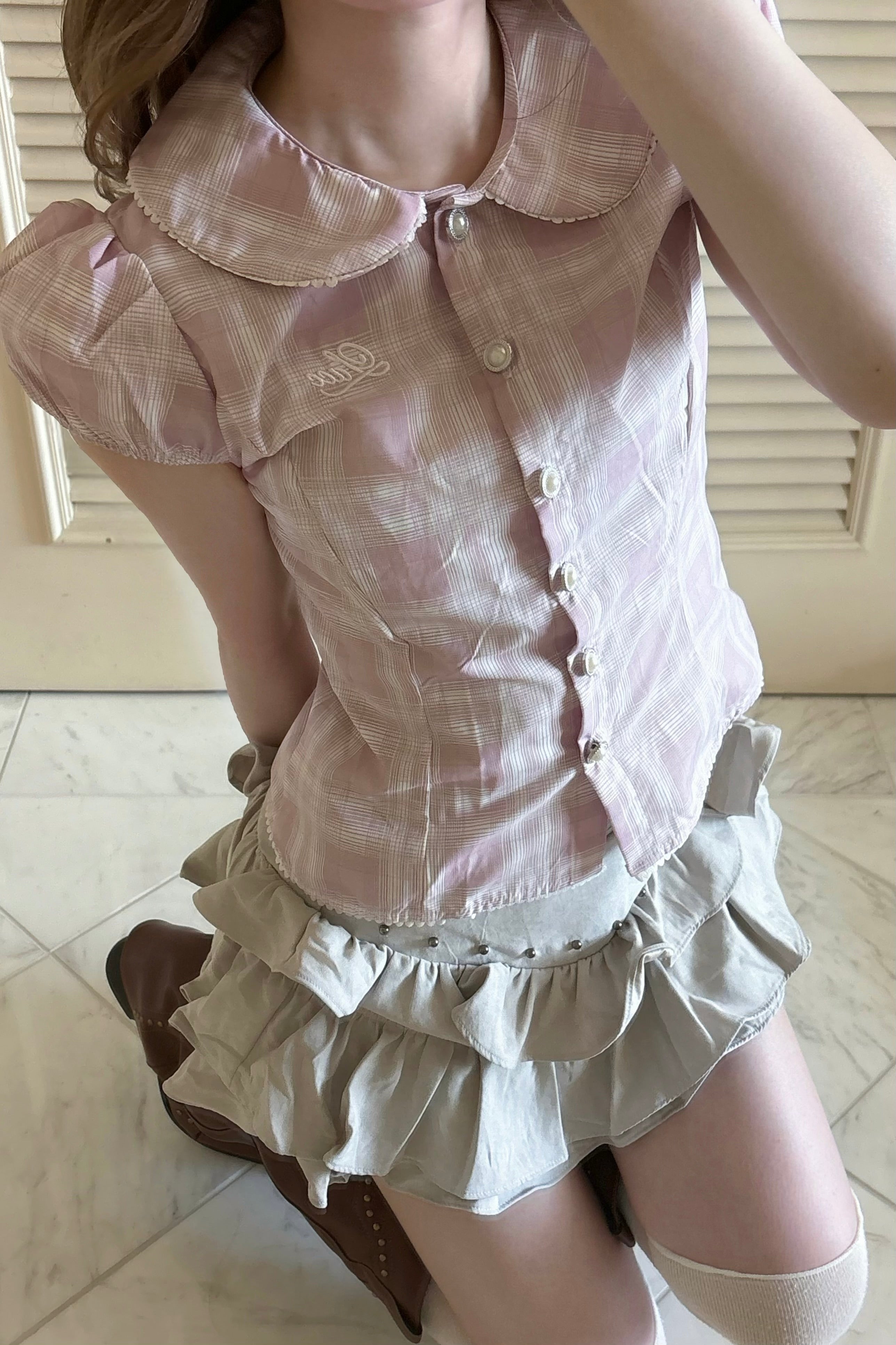 ロマンティックチェックブラウス KR14995