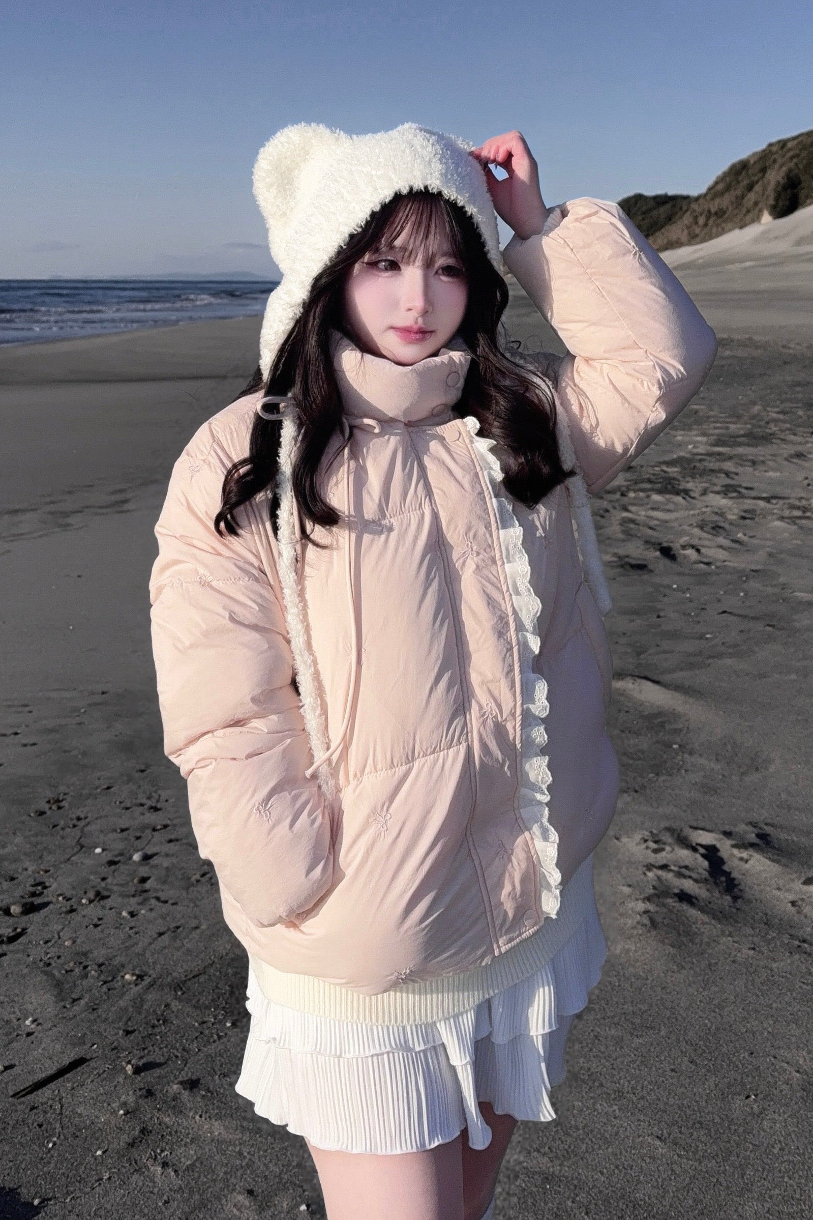 フリルリボンダウンジャケット KR30430