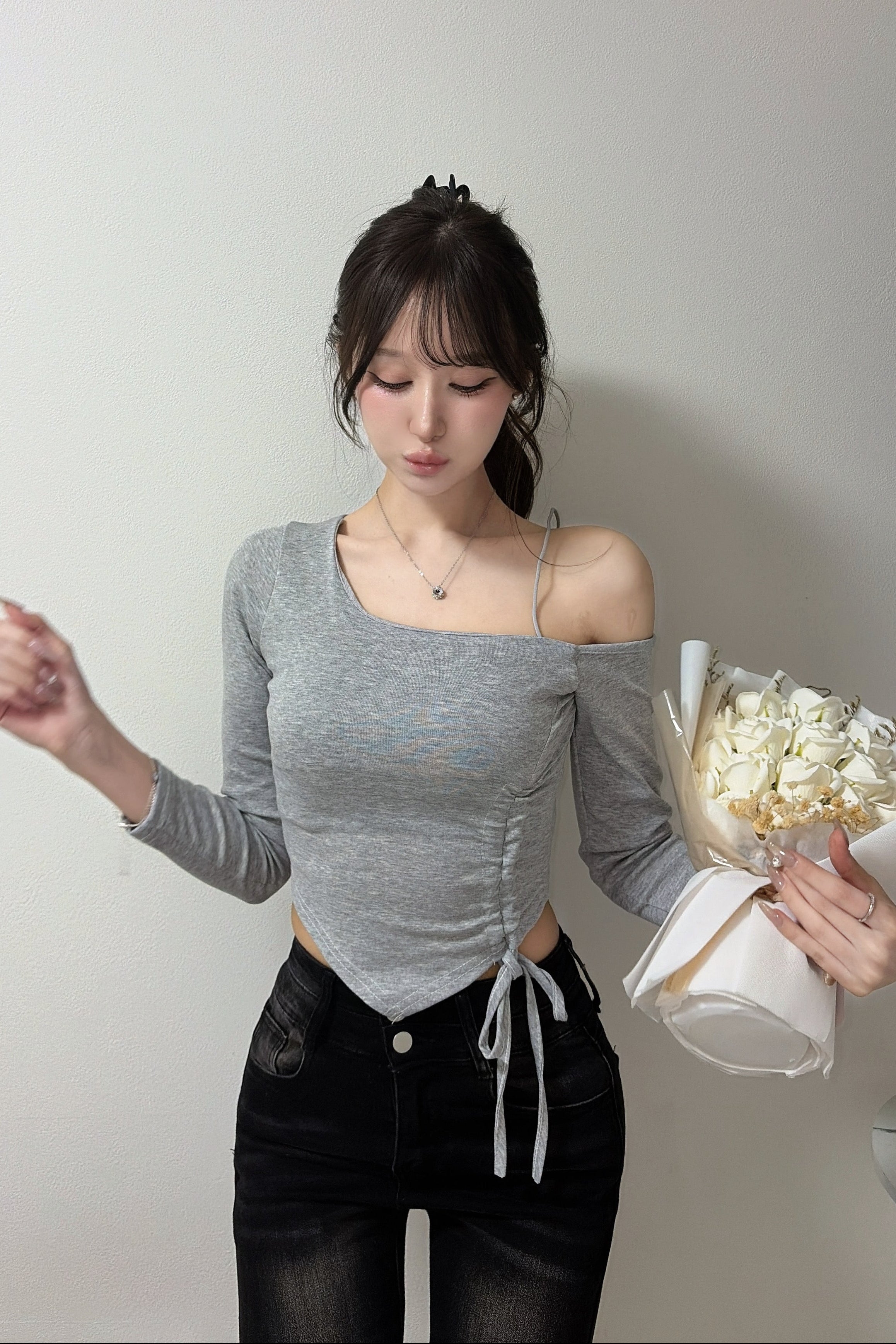 アシンメトリ―ワンショルダ―カットソー KR14438