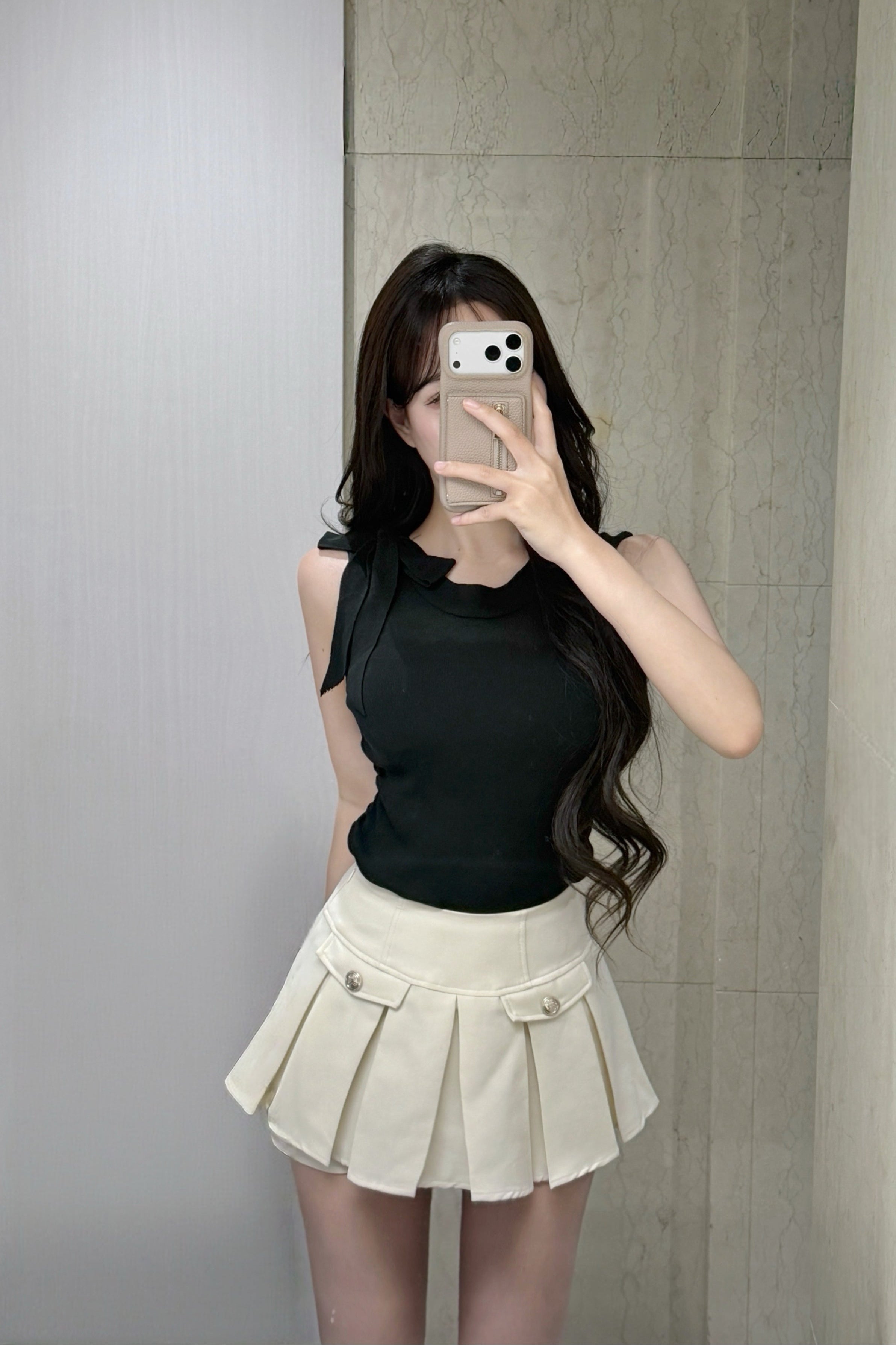 ネックリボンハイネックシースルーカットソー KR14988